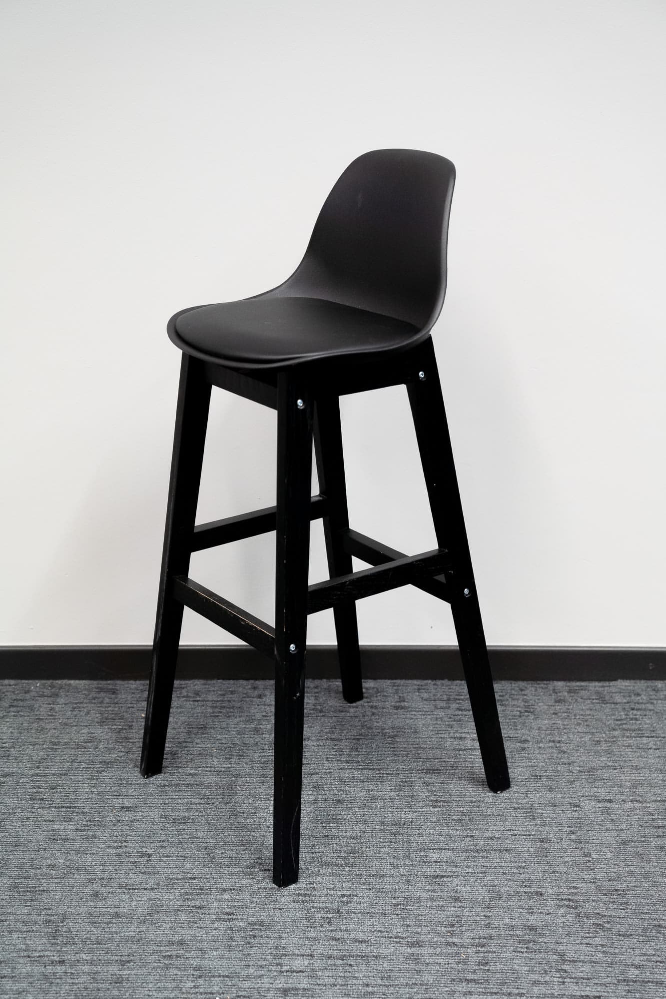 Black high leather stool-1