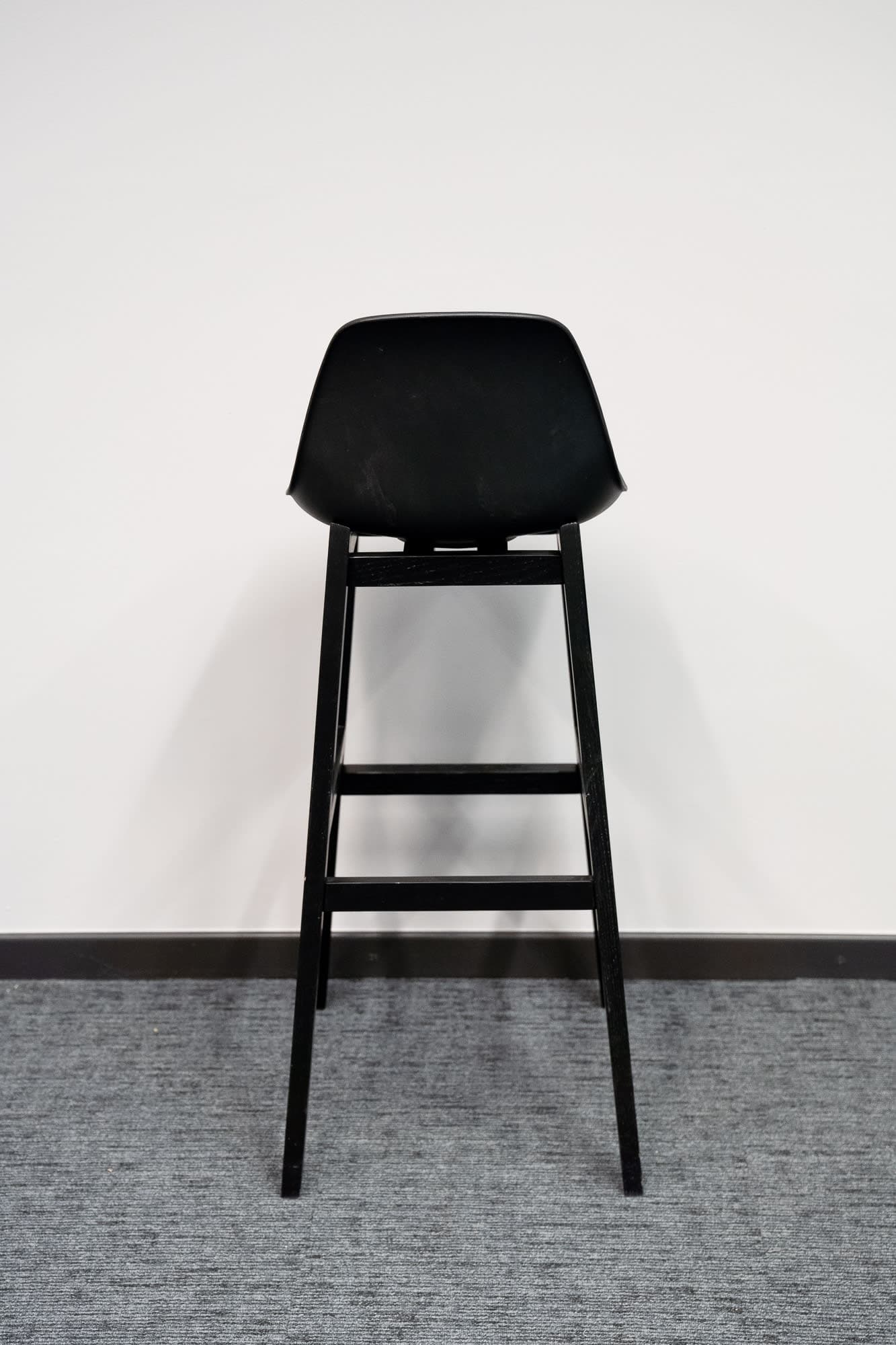 Black high leather stool-2