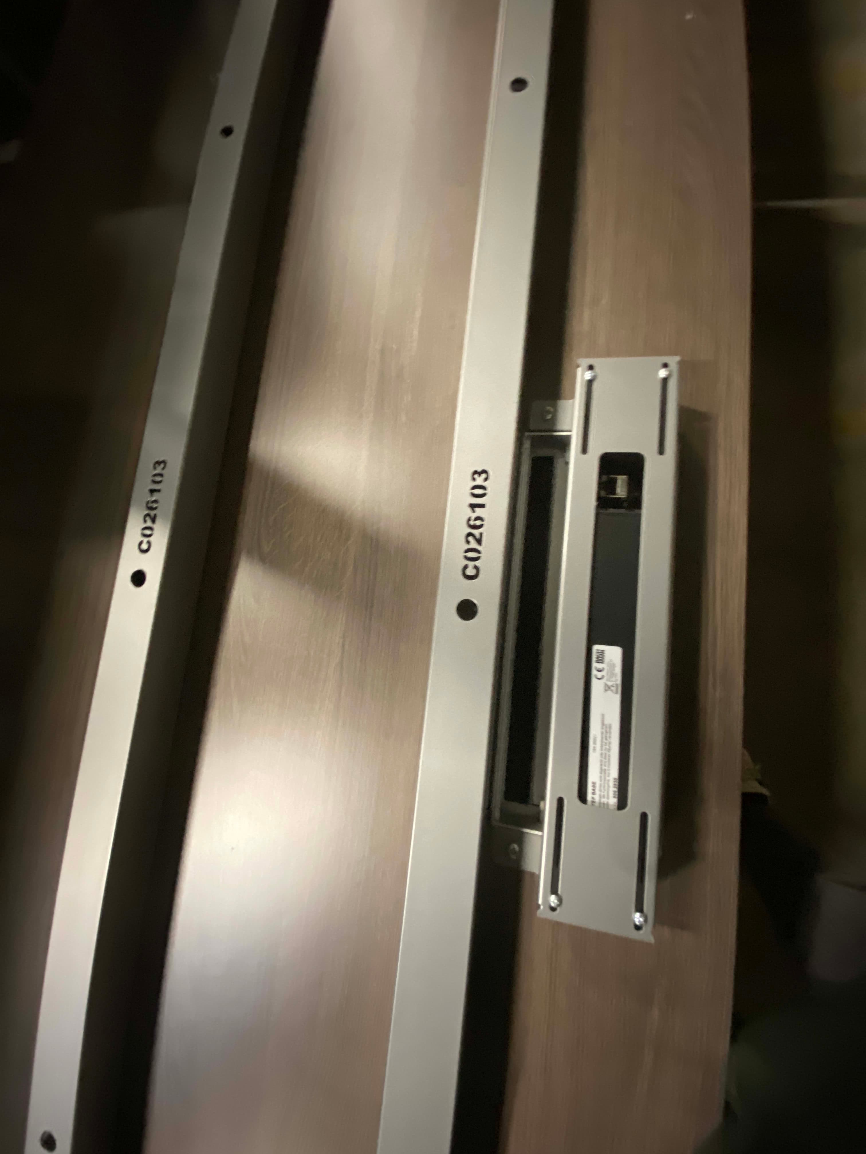 PAMI Dark Brown Wooden Desk with top access on metal legs 200cm-2