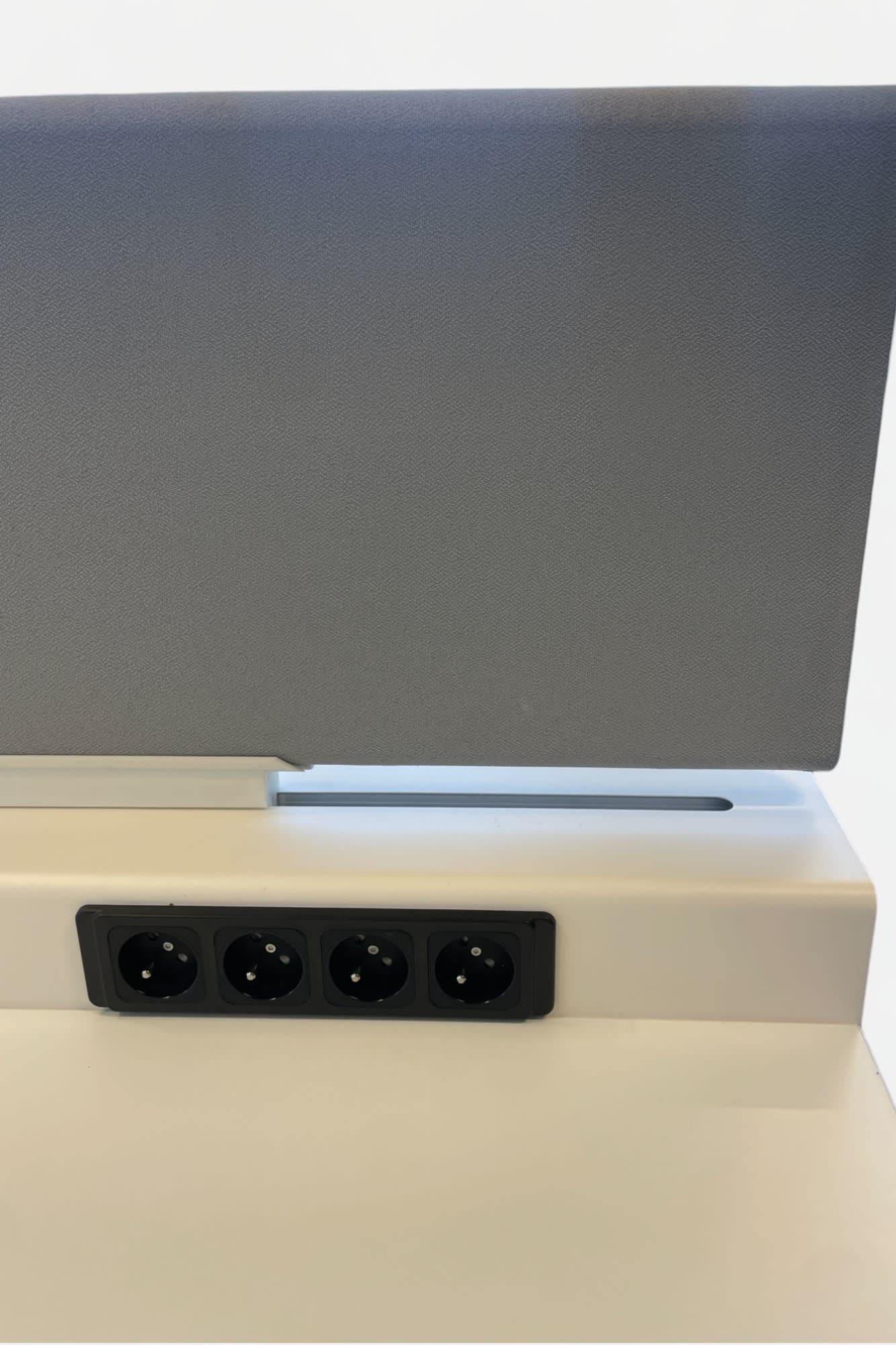 FAMO Bureau duo blanc 160cm avec banc en bois, sans séparateur