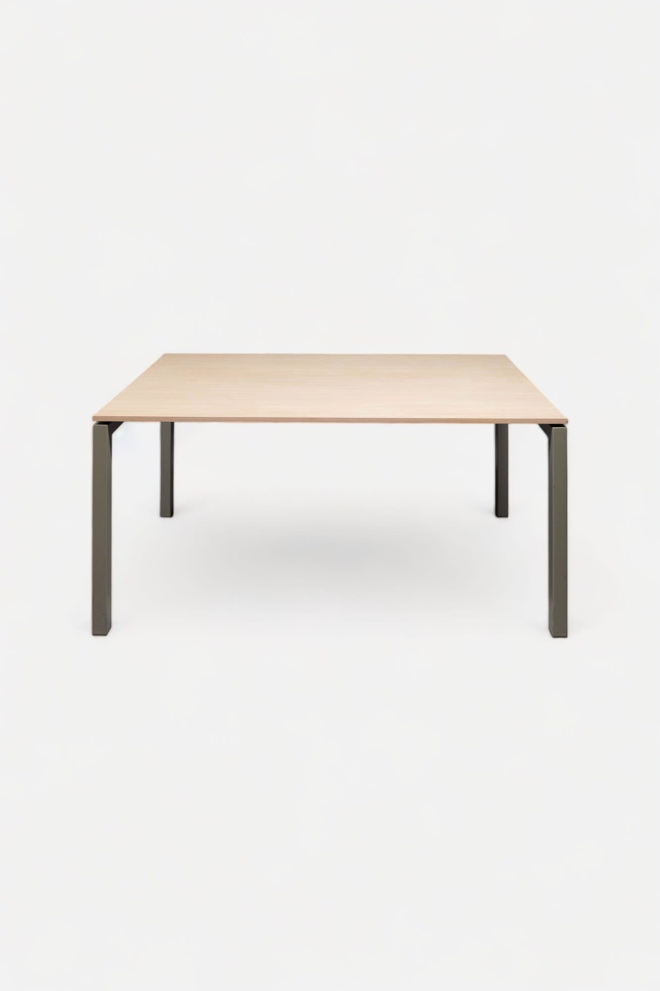 160cm Light wood desk with non adjustable gray metal legs