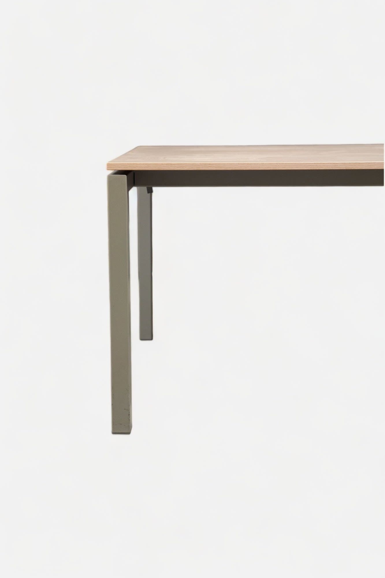 160cm Light wood desk with non adjustable gray metal legs
