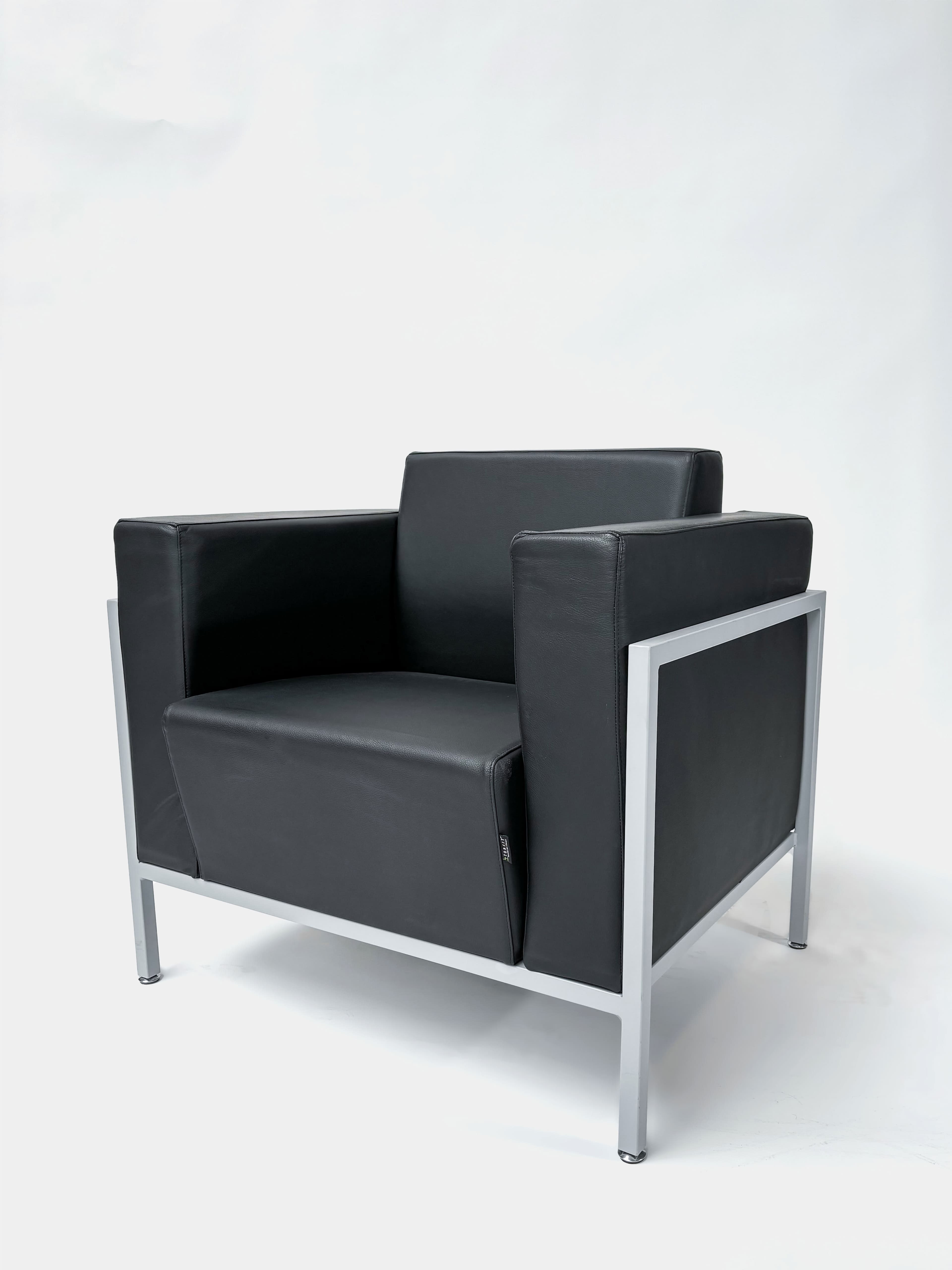 Kastel KURSAL Black leather armchair with grey support-5
