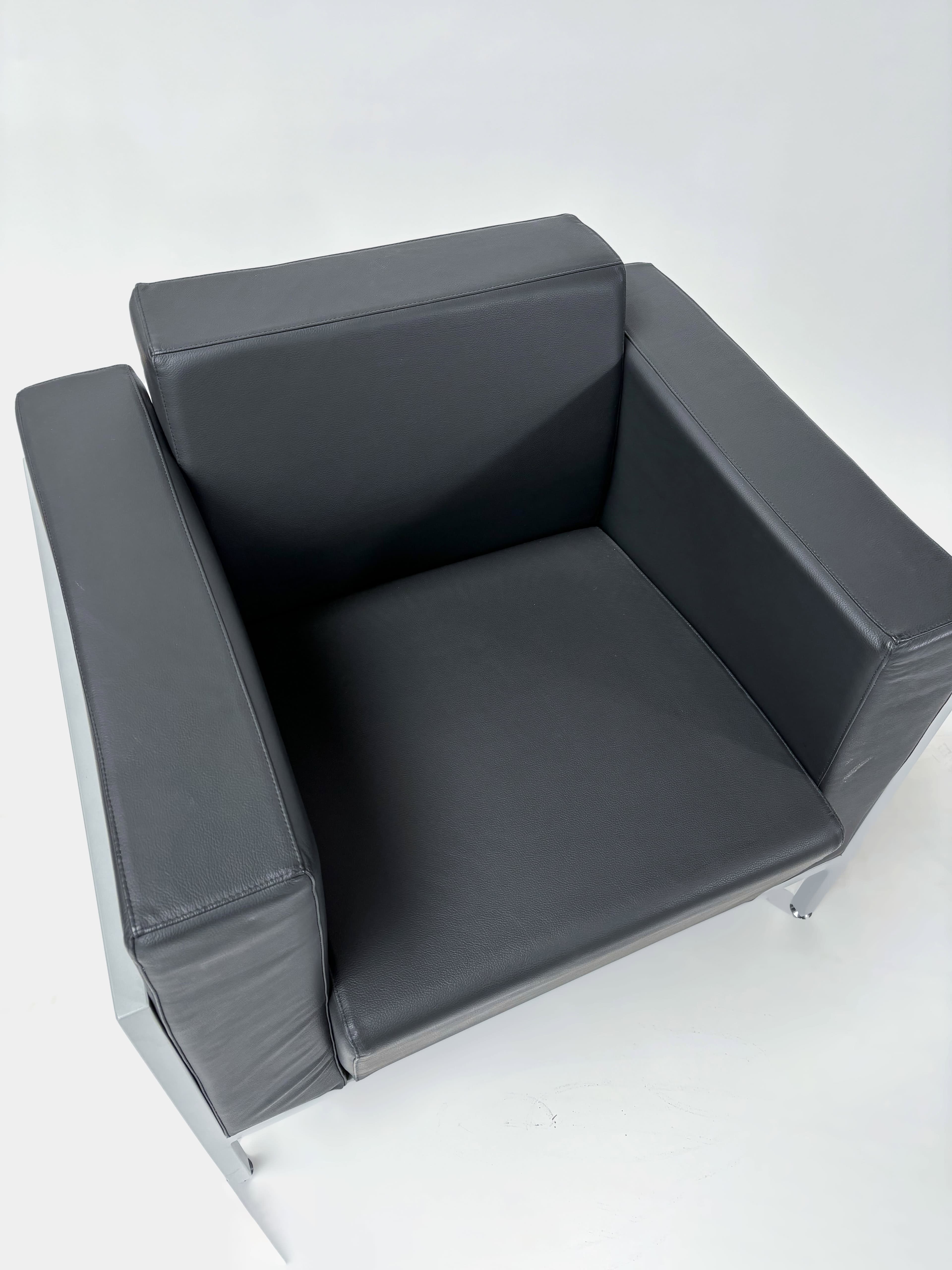 Kastel KURSAL Black leather armchair with grey support-3