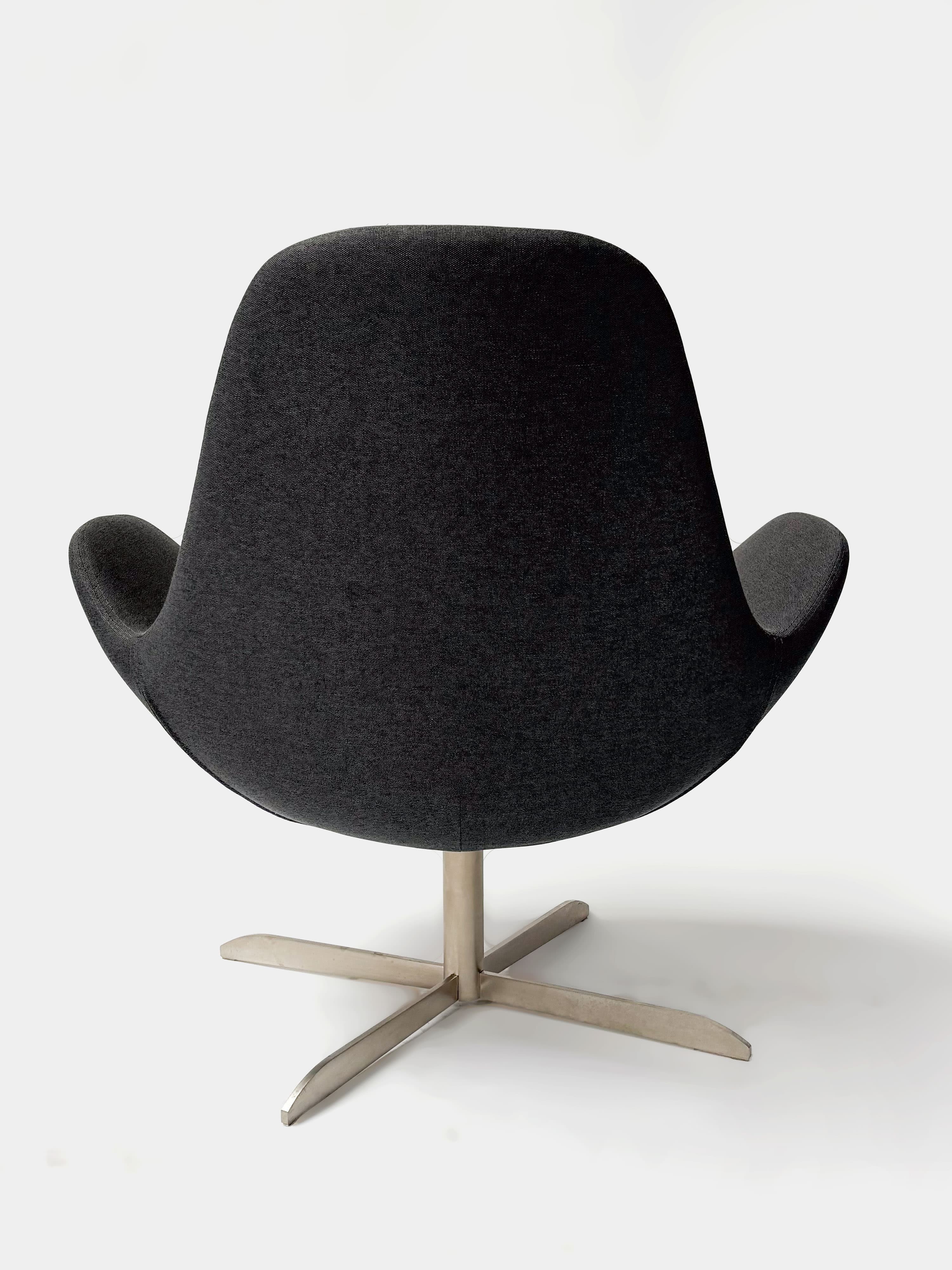 GHOST Low Grey Armchair on metal swivel legs-5