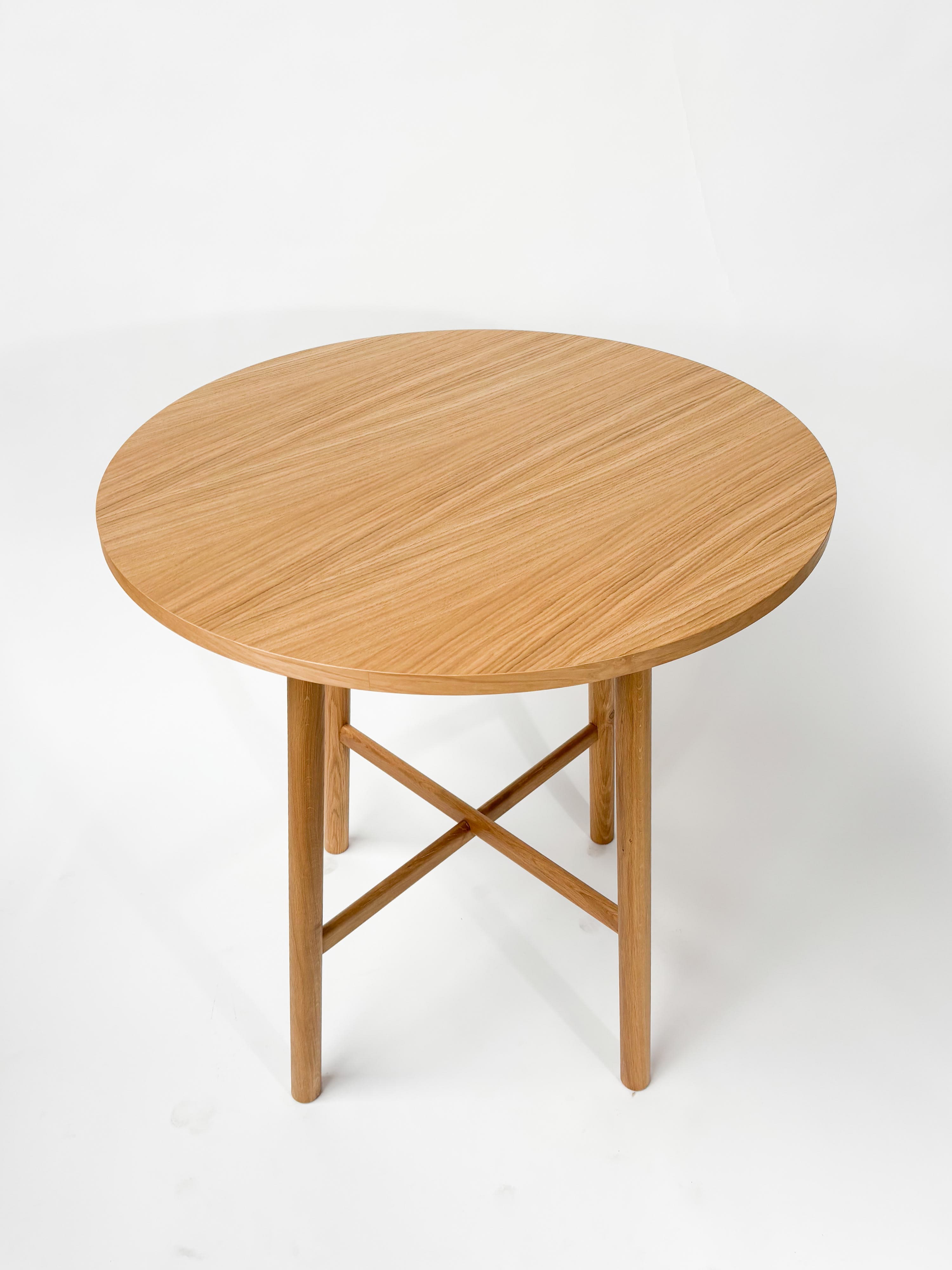 CRUSO 90cm Natural Oak High Wooden Round Table -1