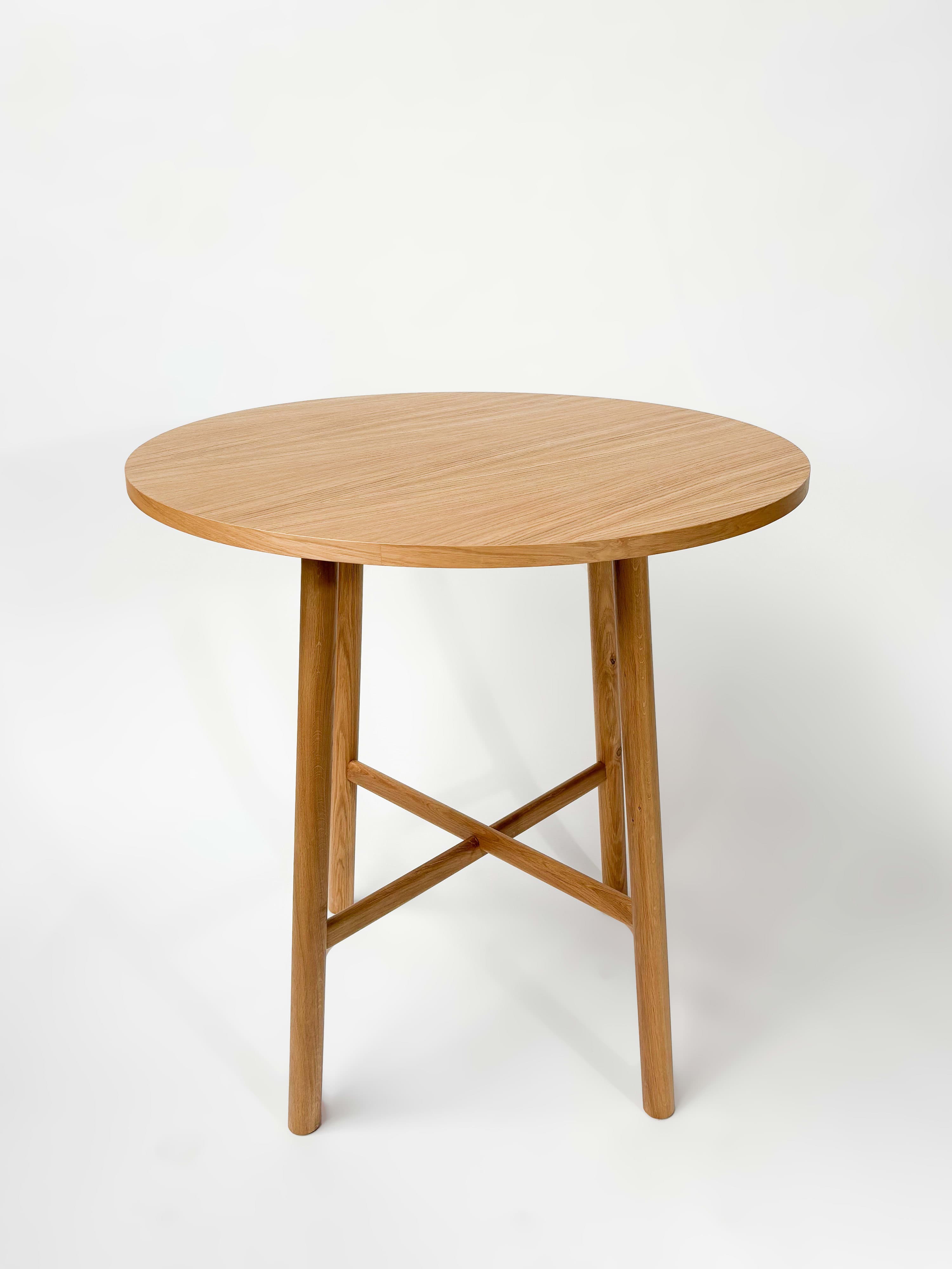 CRUSO 90cm Natural Oak High Wooden Round Table -0