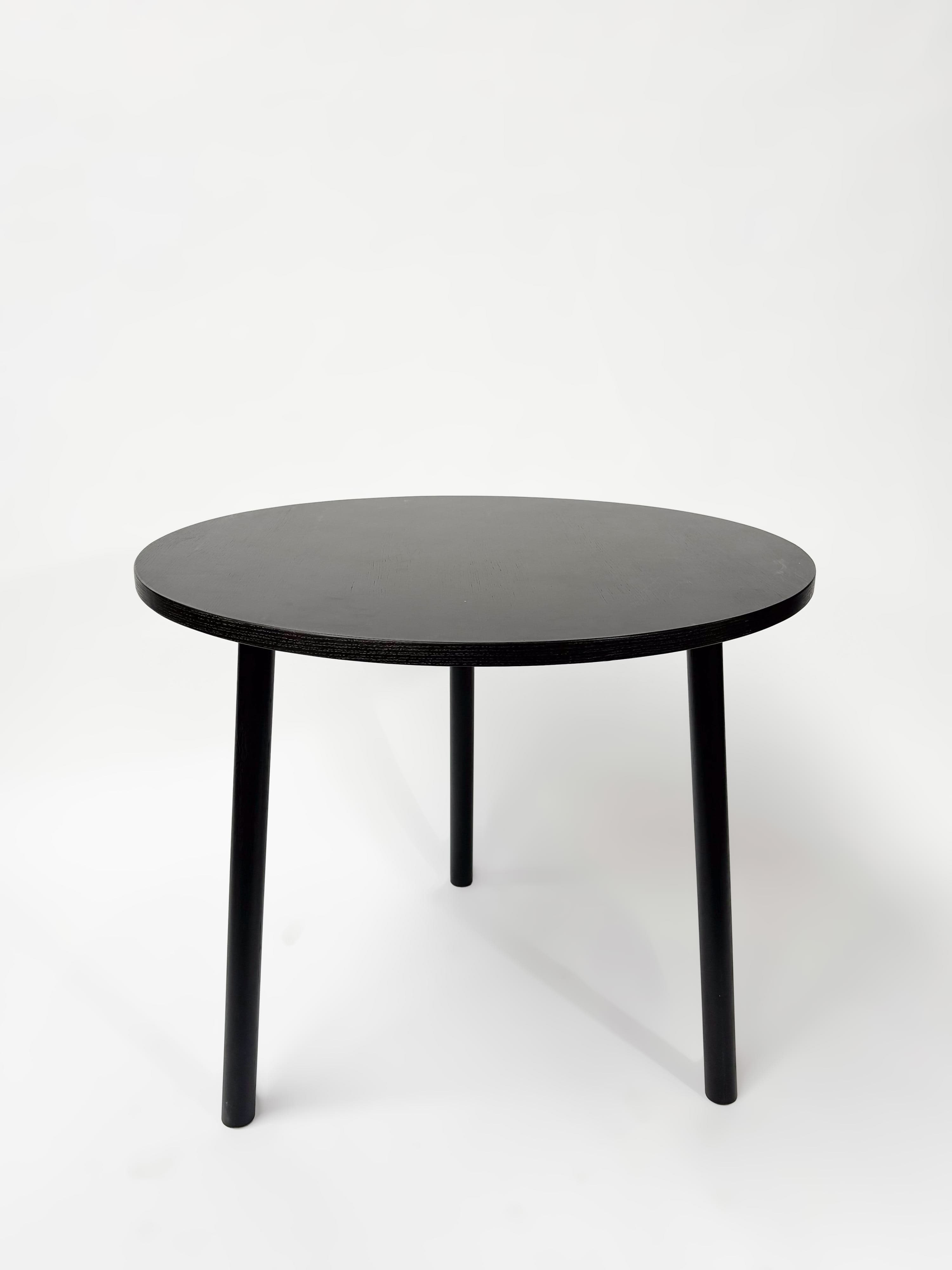 CRUSO 90cm Black Wooden Round Table