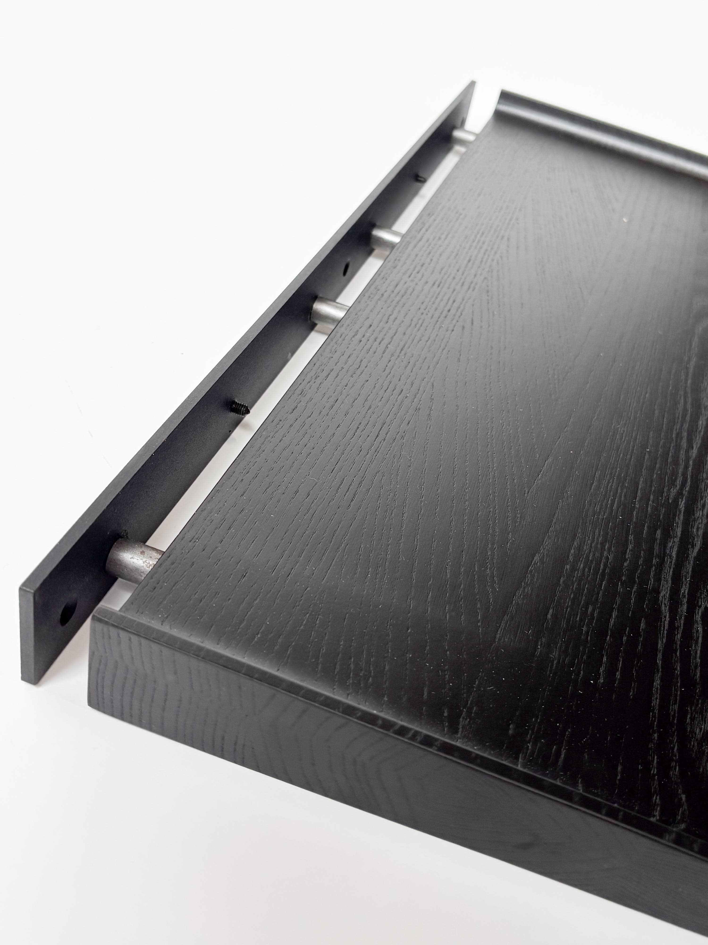 CRUSO Black Oak Shelves with Black Support - 60cm-4