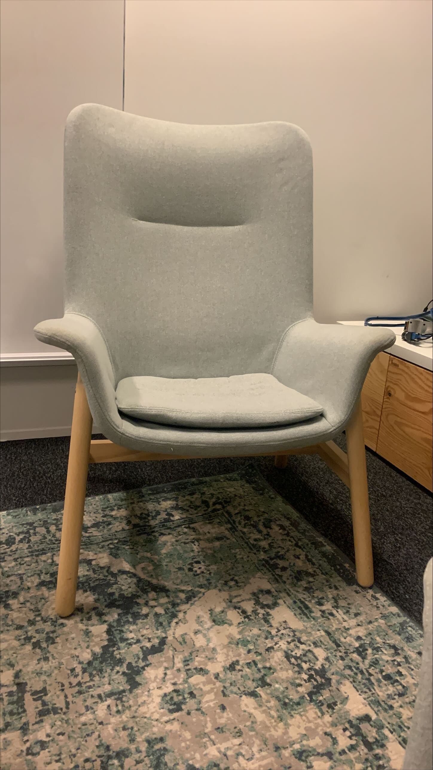 IKEA Grey comfortable chair on wooden legs-1