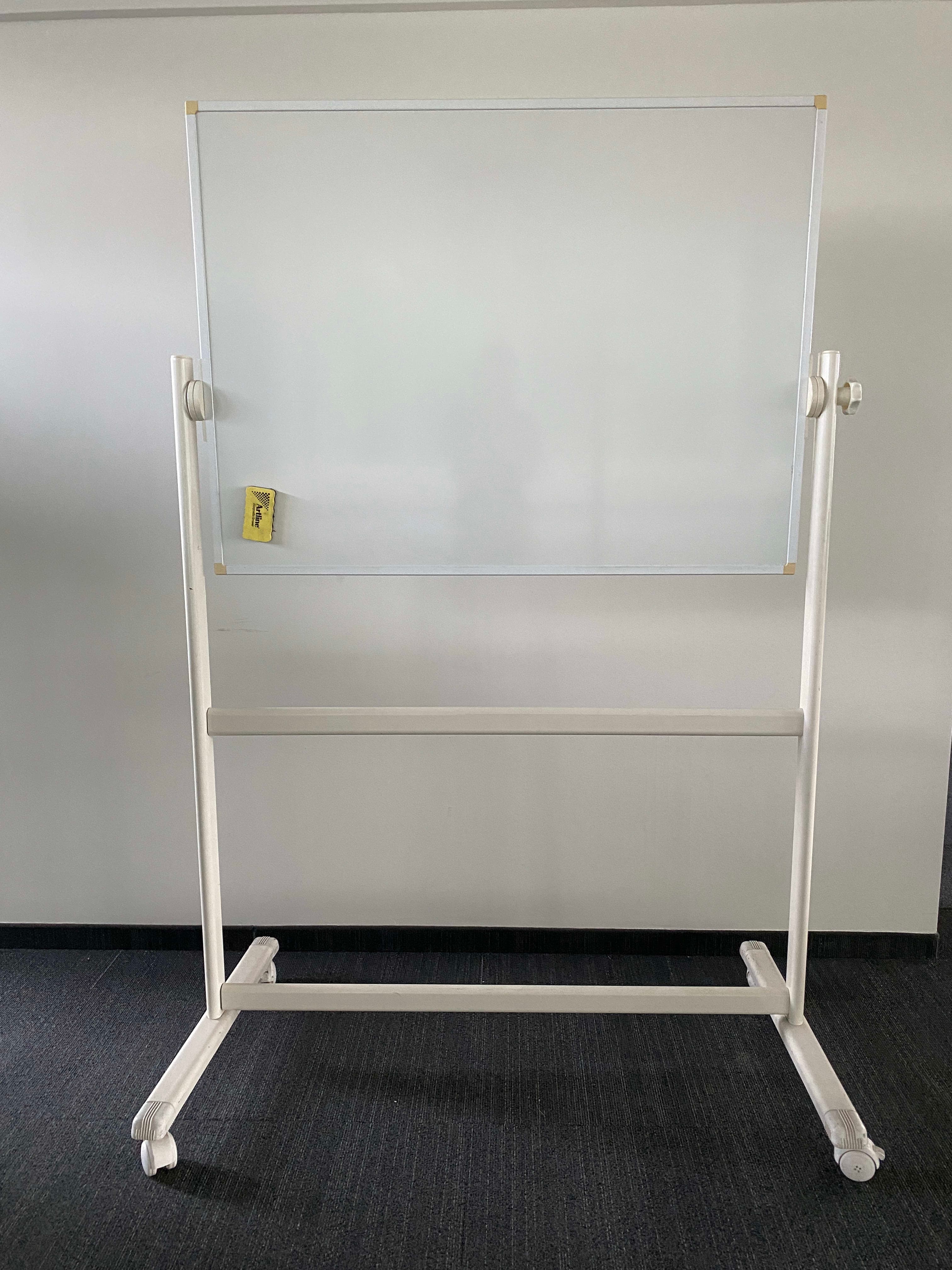 White Metal Mobile Whiteboard with Casters and Marker Tray-0