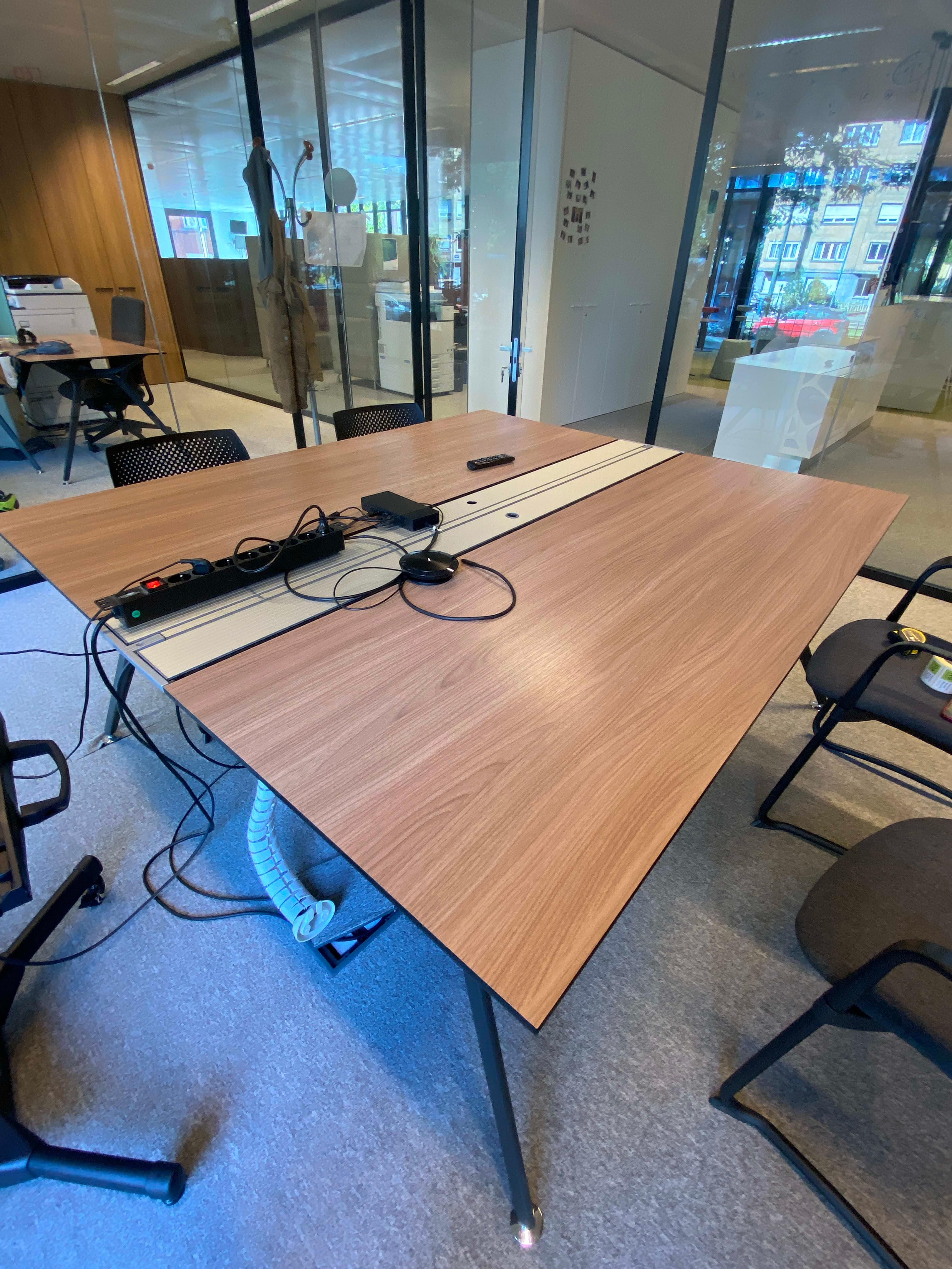 Walnut Finish Wood Executive Desk with BuiltIn Cable Management and Contemporary Design-0