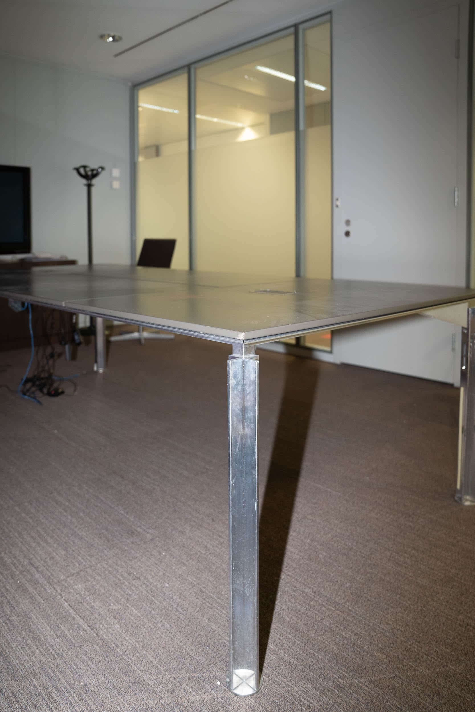 Bulo Meeting table leather top and top access on chromed legs-1
