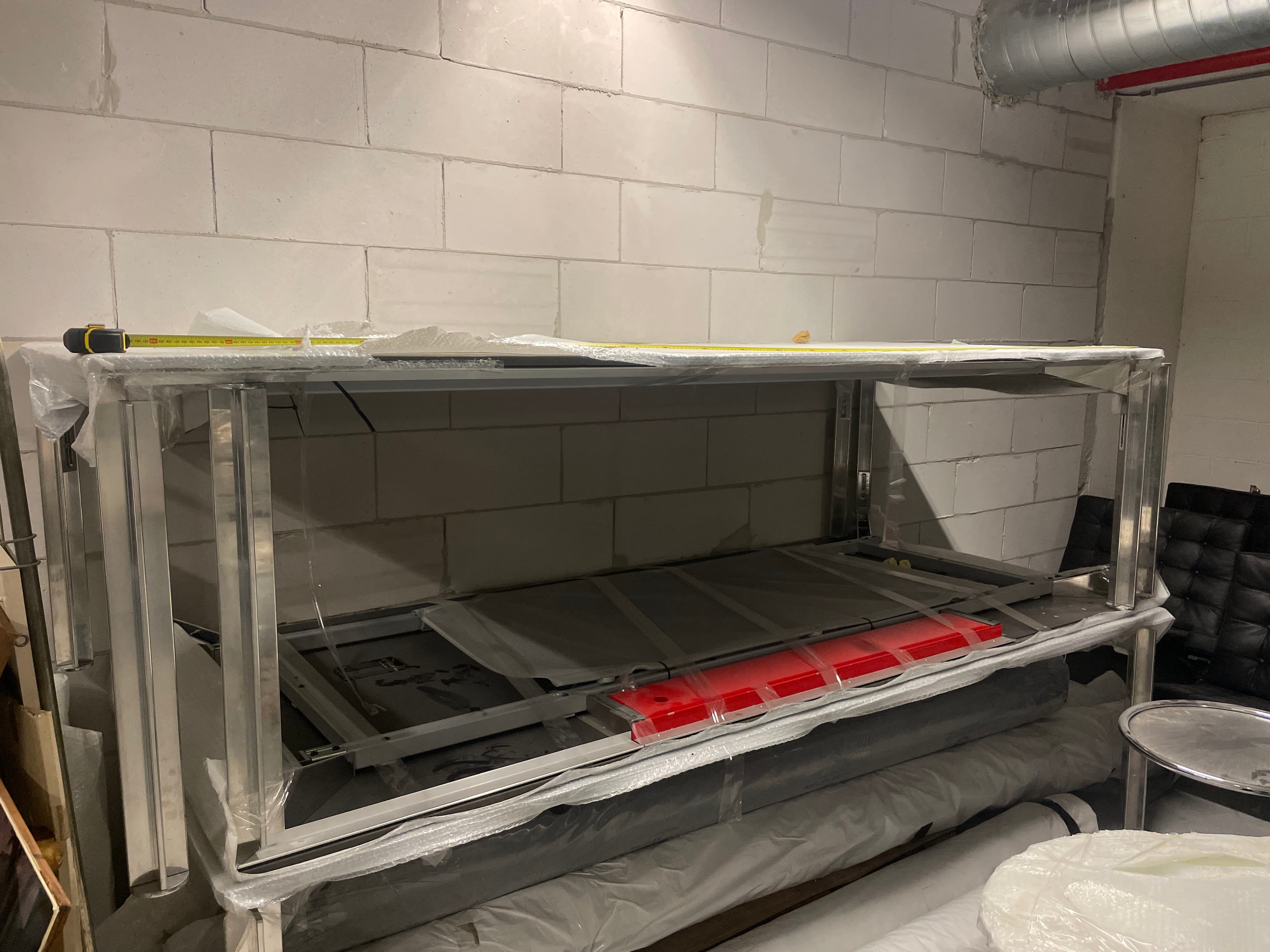 Bulo Meeting table leather top and top access on chromed legs-4