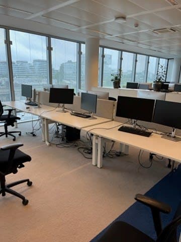 PAMI Bureau duo en métal et bois blanc sans séparateur-1