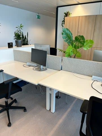 PAMI Bureau duo en métal et bois blanc sans séparateur-0