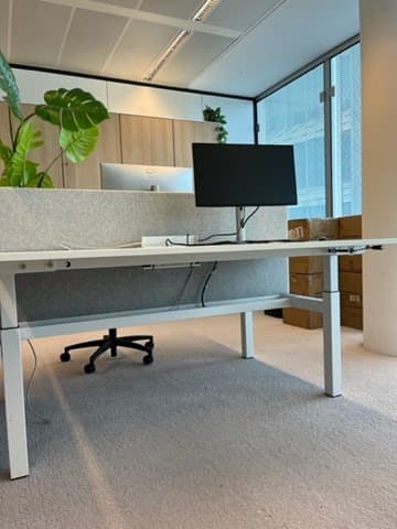 PAMI Bureau duo en métal et bois blanc sans séparateur-2