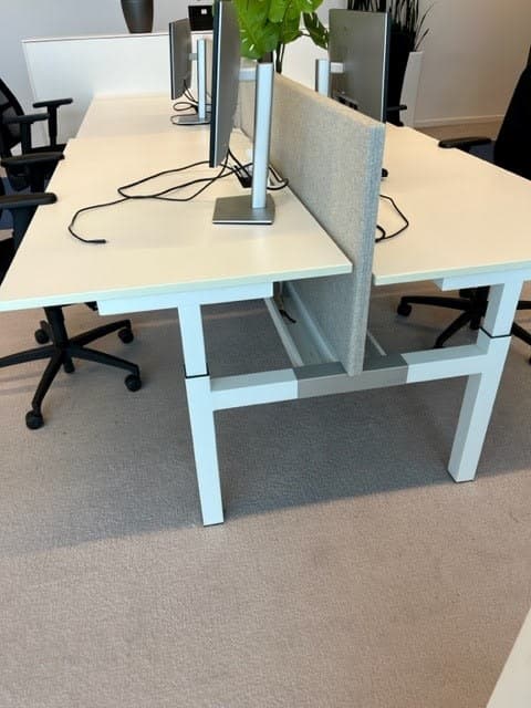 PAMI Bureau duo en métal et bois blanc sans séparateur-3
