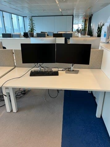 PAMI Bureau duo en métal et bois blanc sans séparateur-4