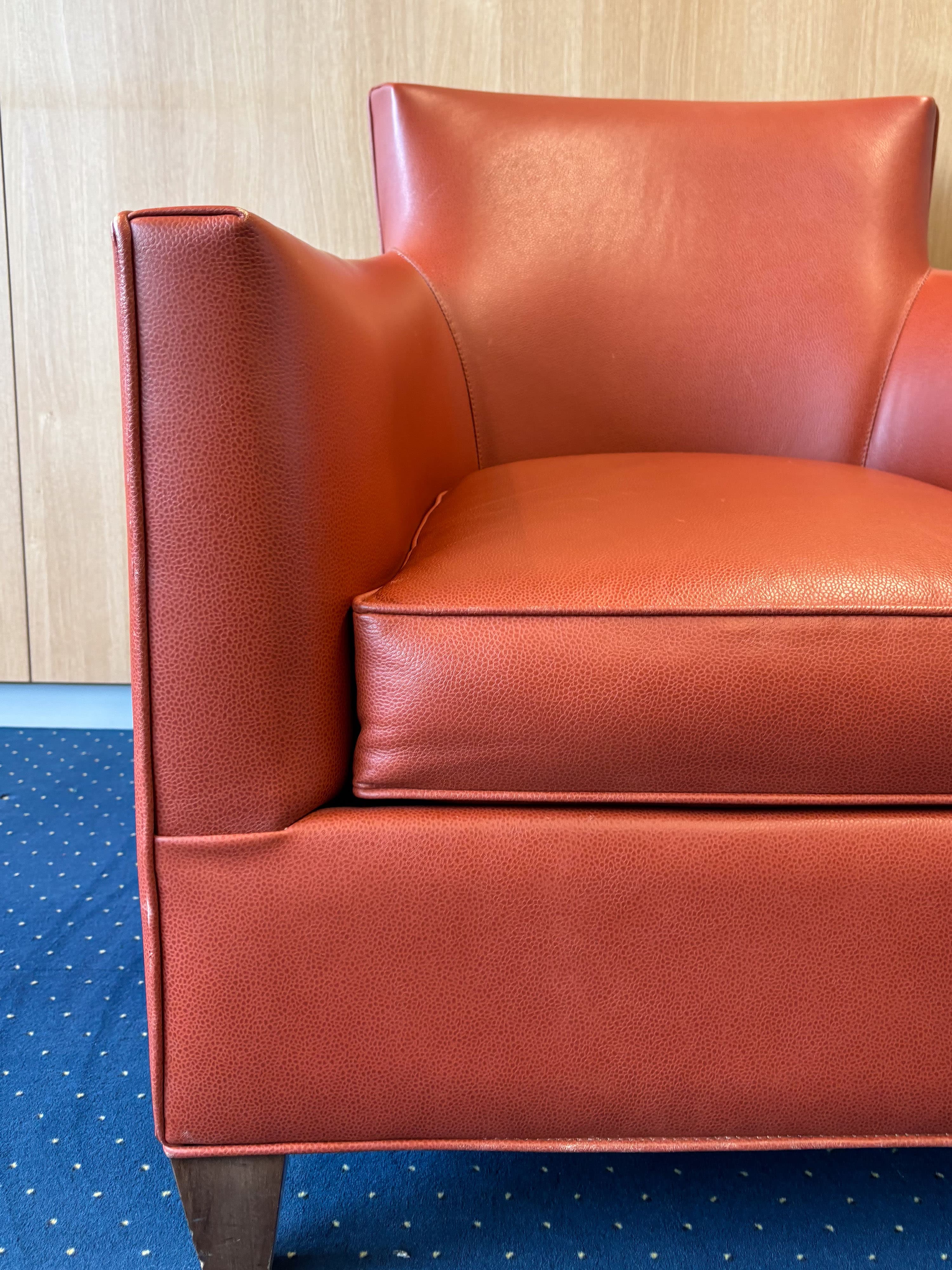 Burnt Orange Faux Leather Armchair with Modern Design-4