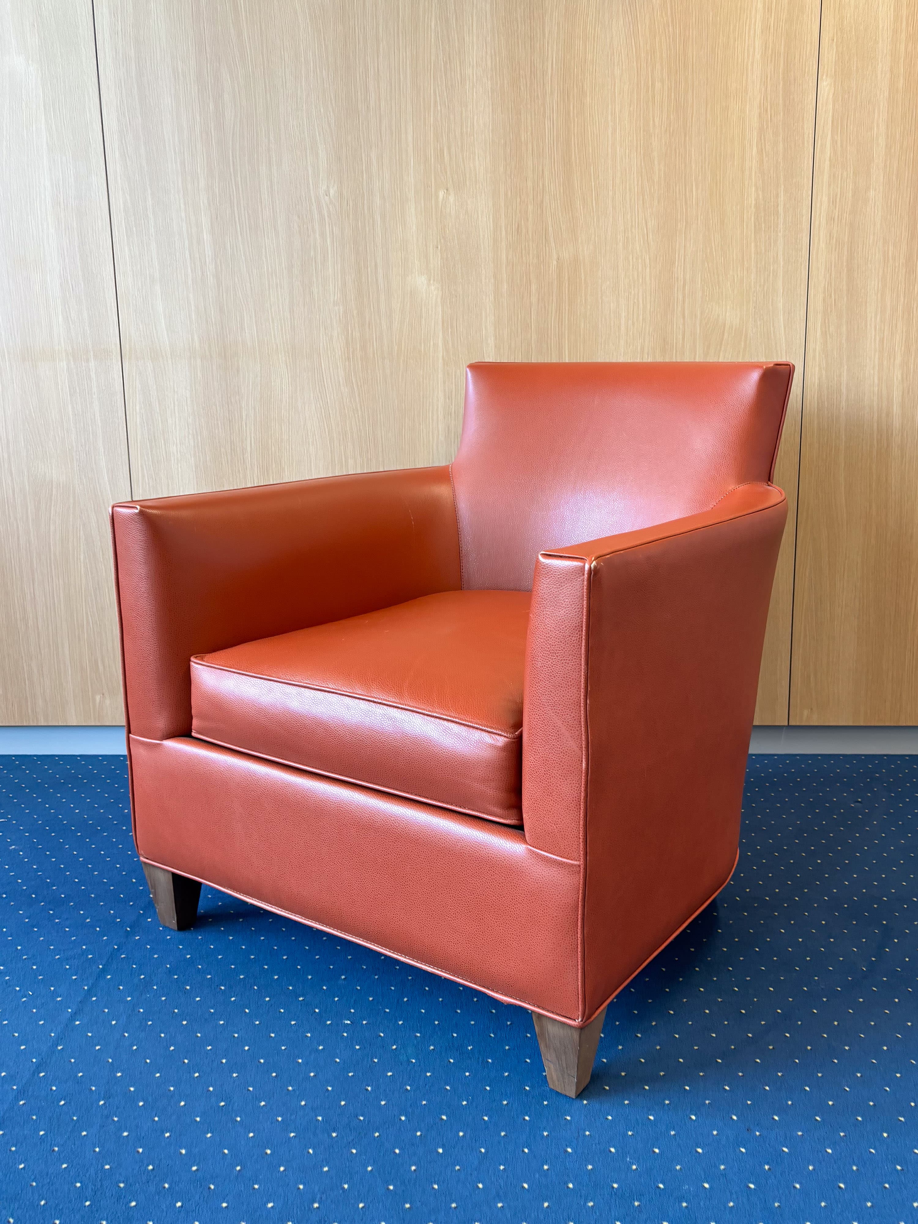 Burnt Orange Faux Leather Armchair with Modern Design-5