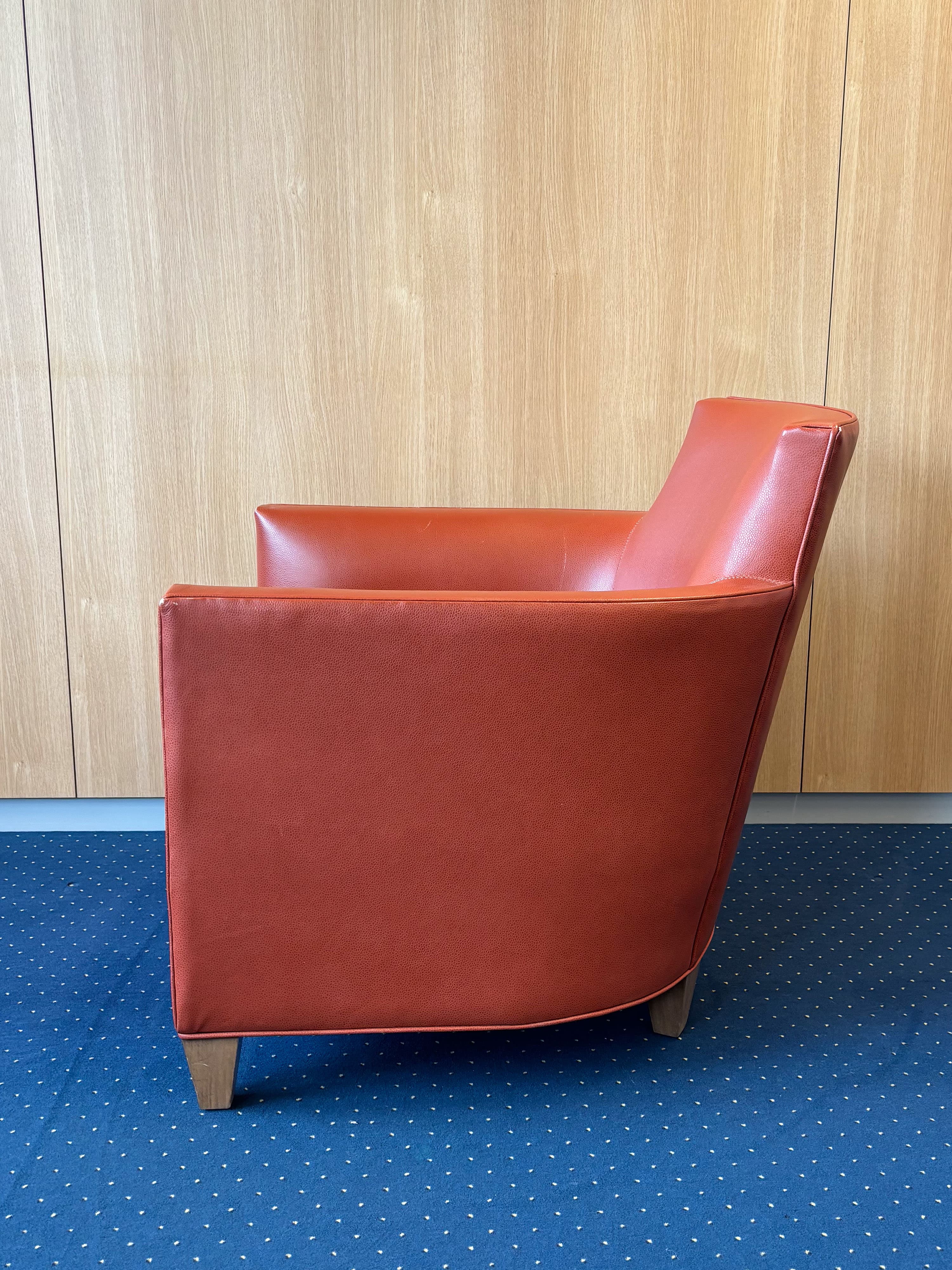 Burnt Orange Faux Leather Armchair with Modern Design-6
