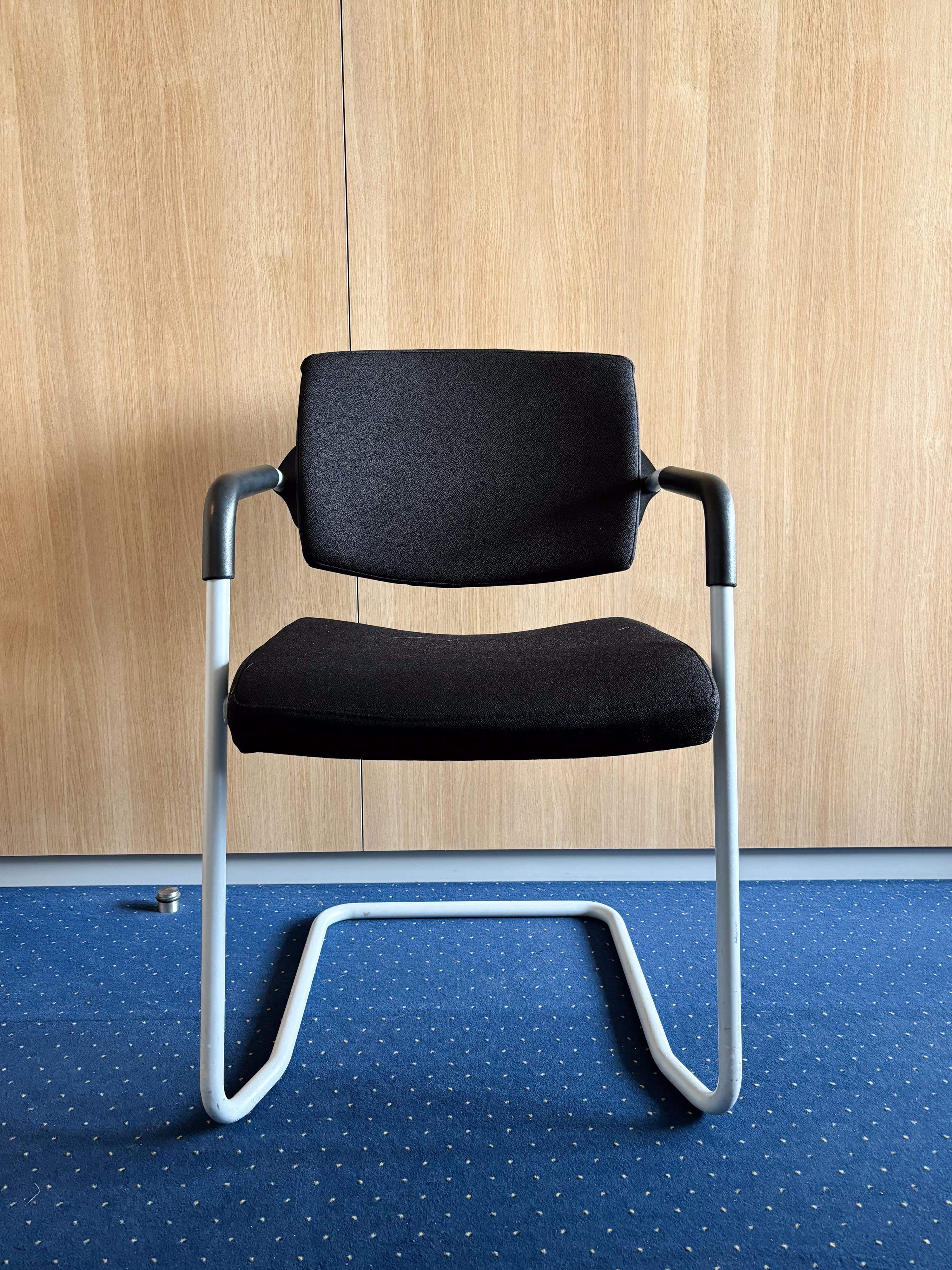 Black Fabric Office Chair with Armrests-3