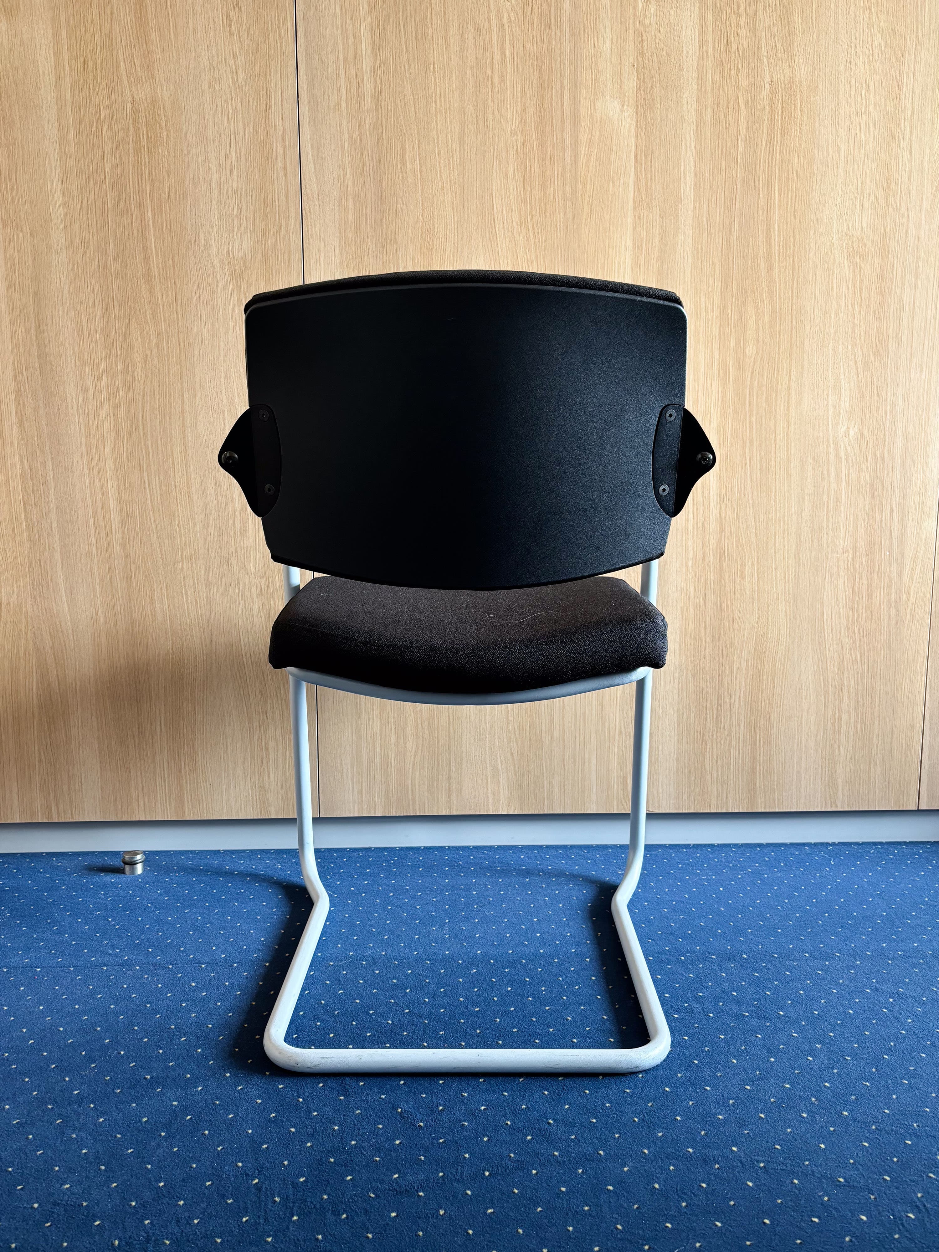 Black Fabric Office Chair with Armrests-2