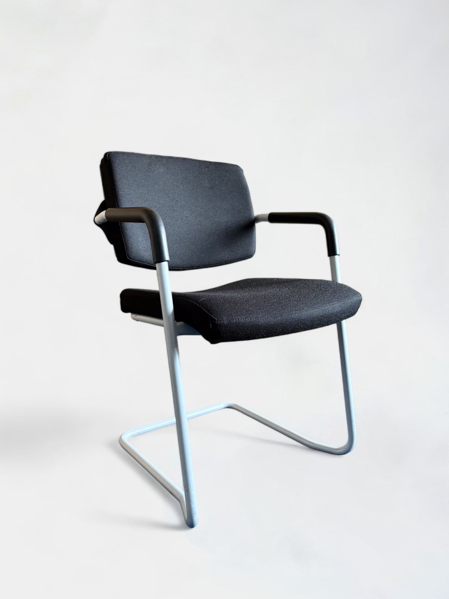 Black Fabric Office Chair with Armrests-0