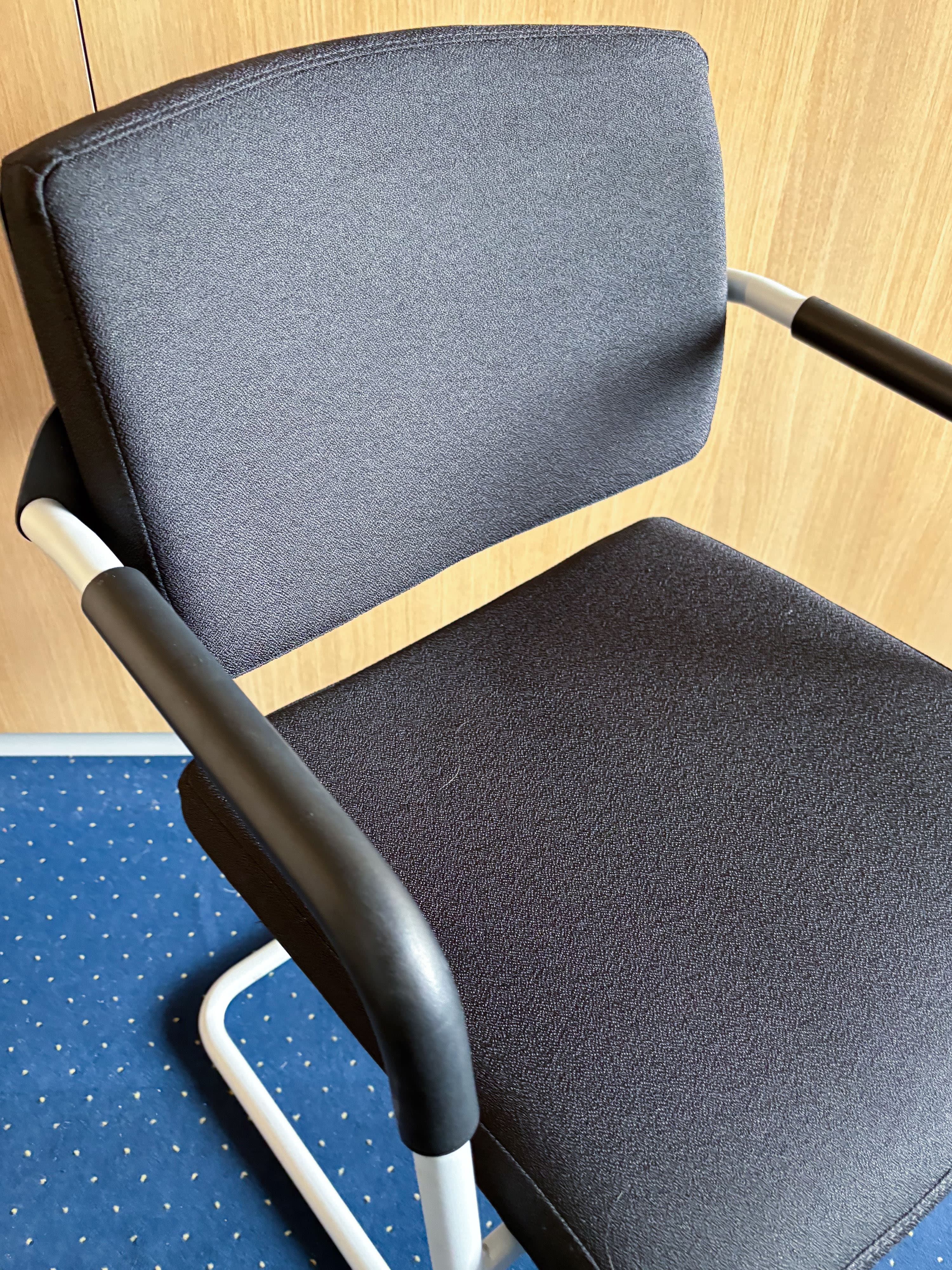 Black Fabric Office Chair with Armrests-4