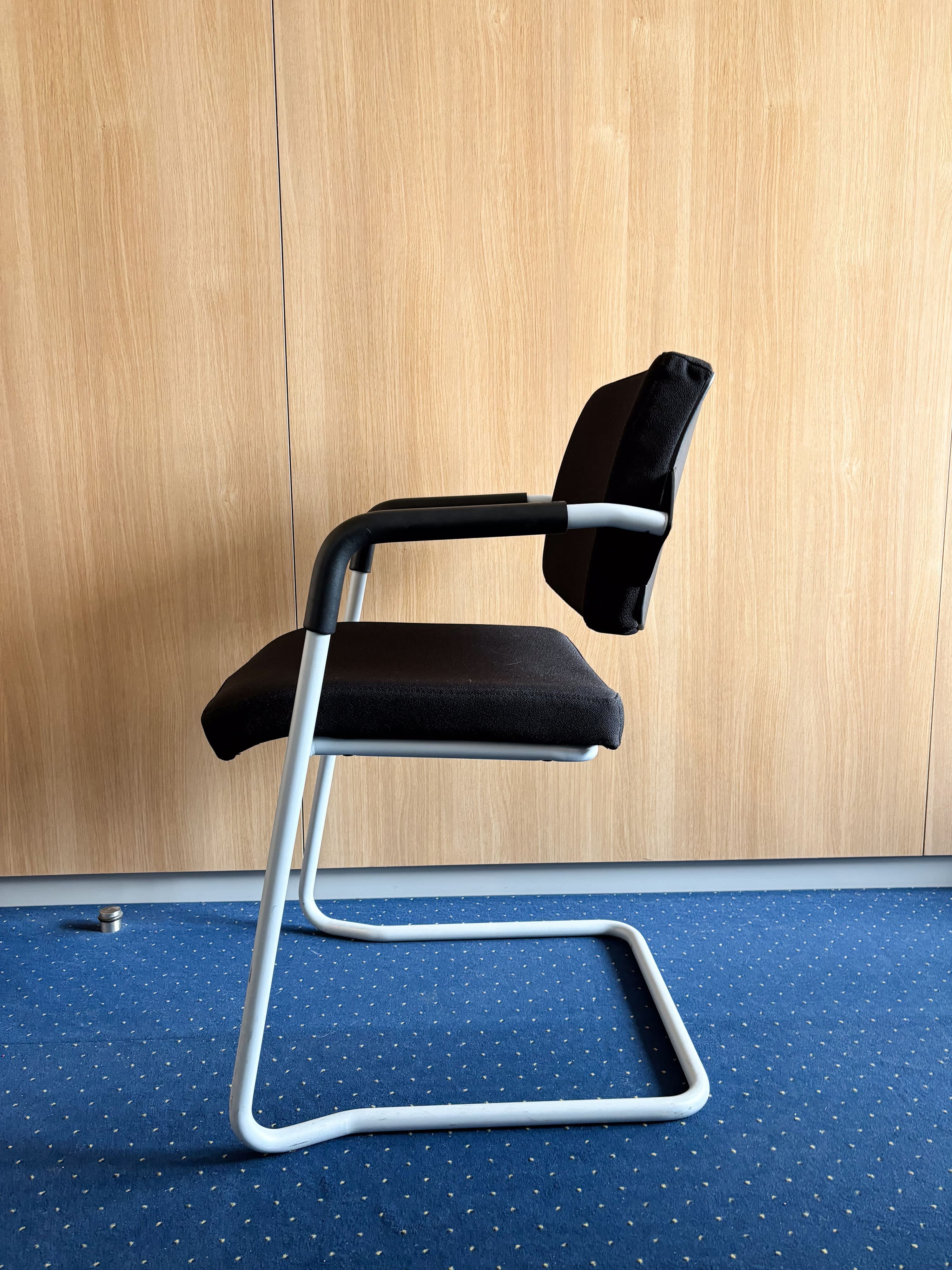 Black Fabric Office Chair with Armrests-6