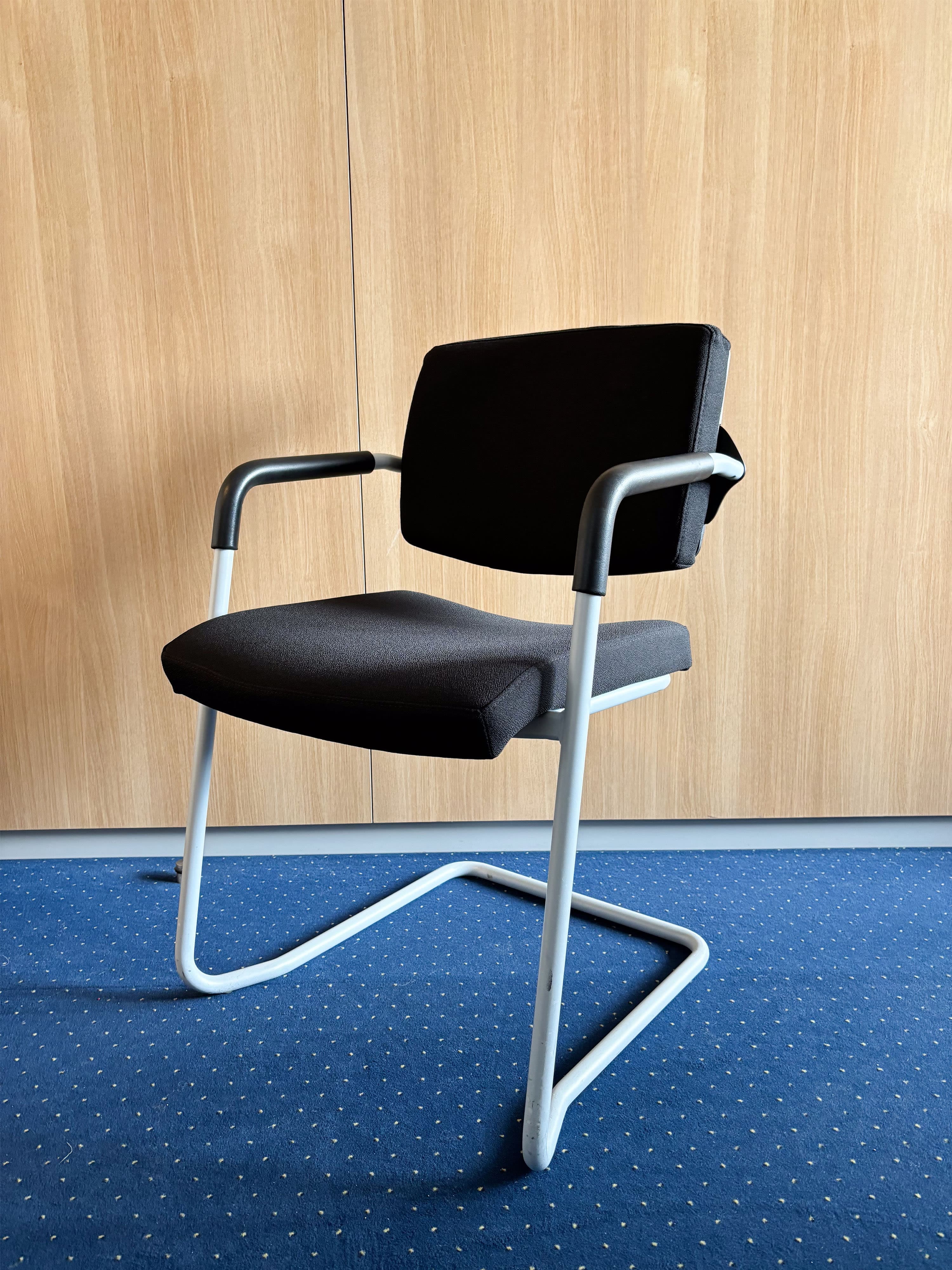Black Fabric Office Chair with Armrests-5