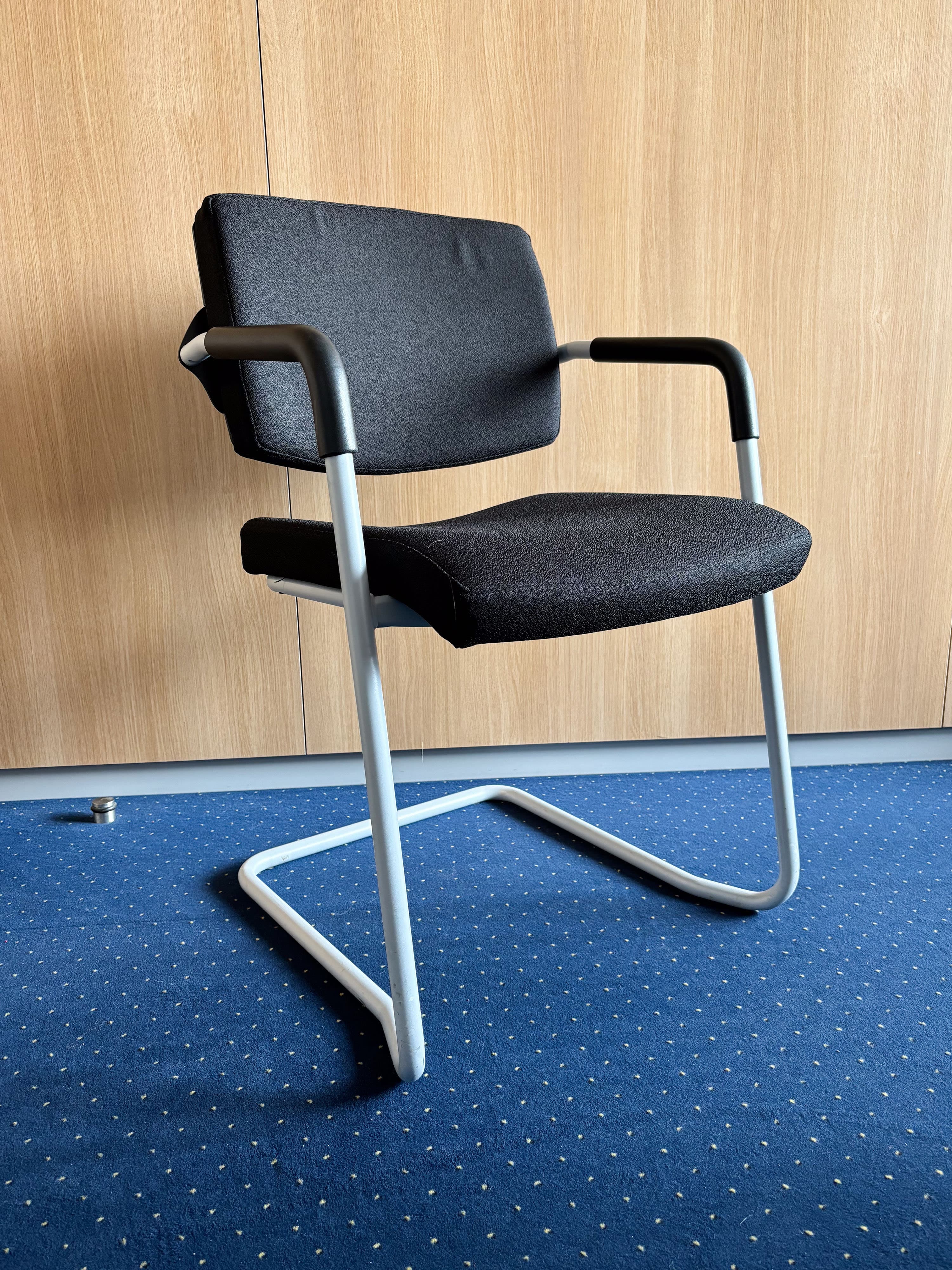 Black Fabric Office Chair with Armrests-1
