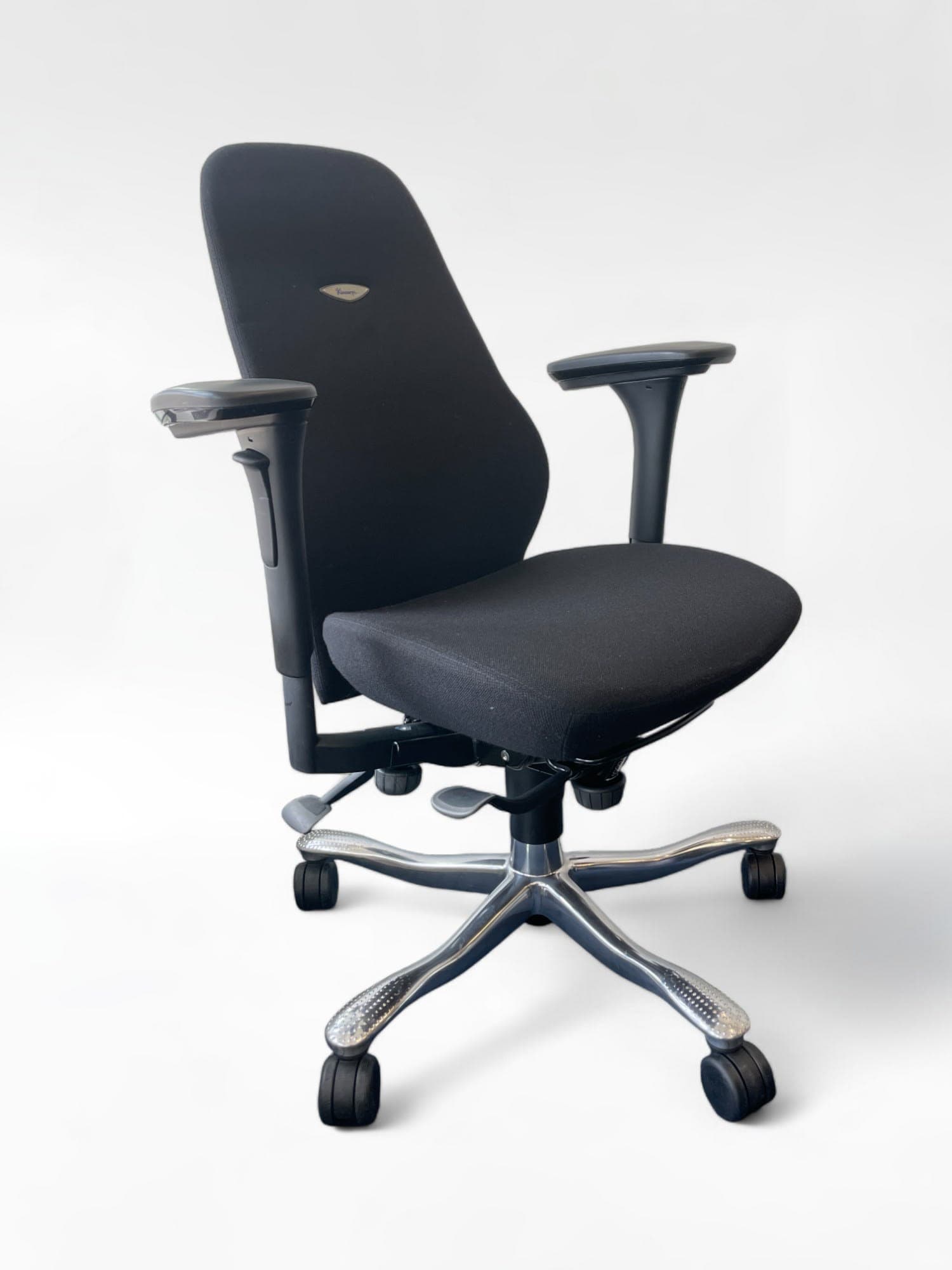 Kinnarps Chaise de bureau en tissu noir avec accoudoirs-0