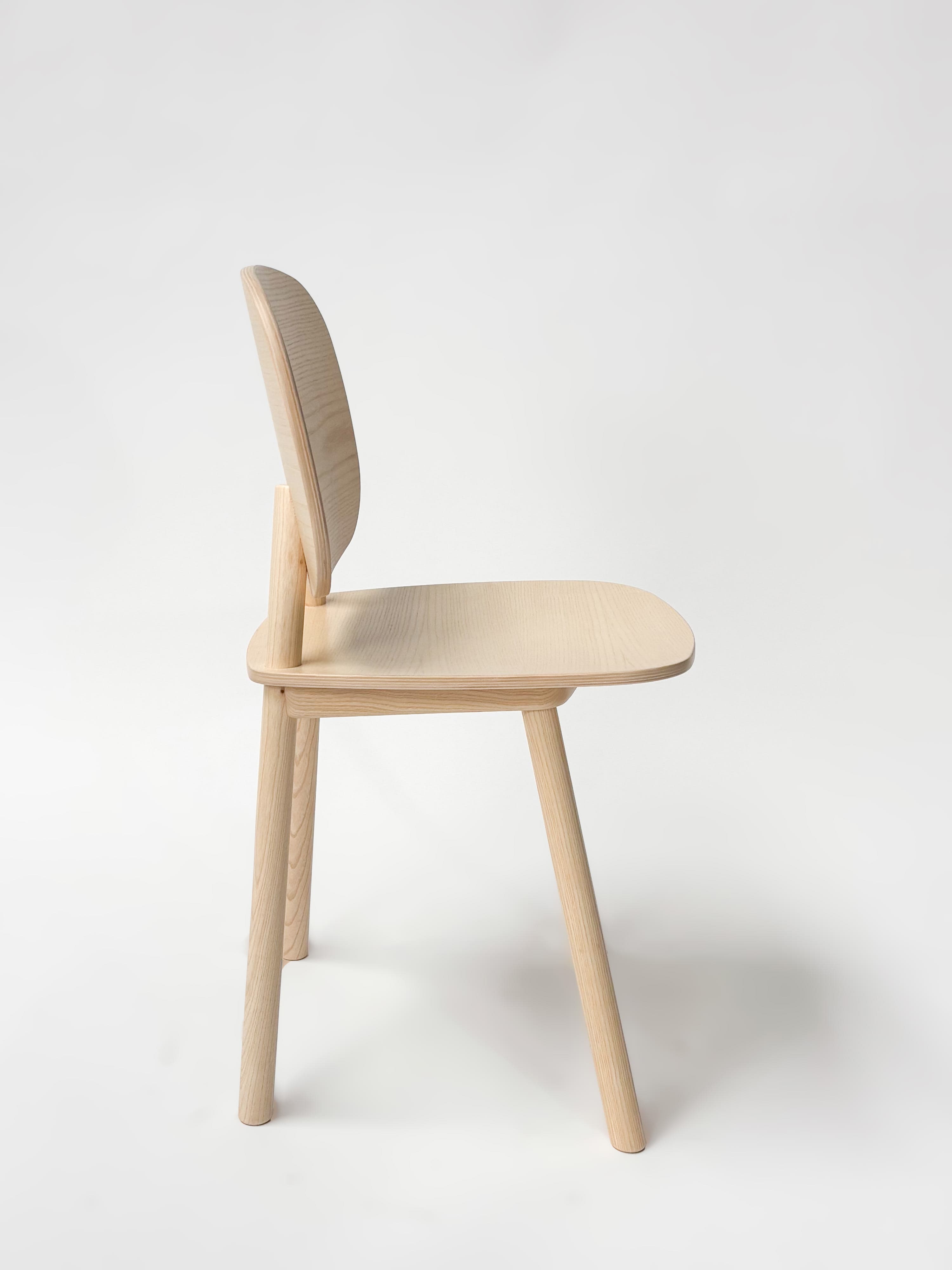 CRUSO Natural Ashwood Oak Wood Dining Chair-4