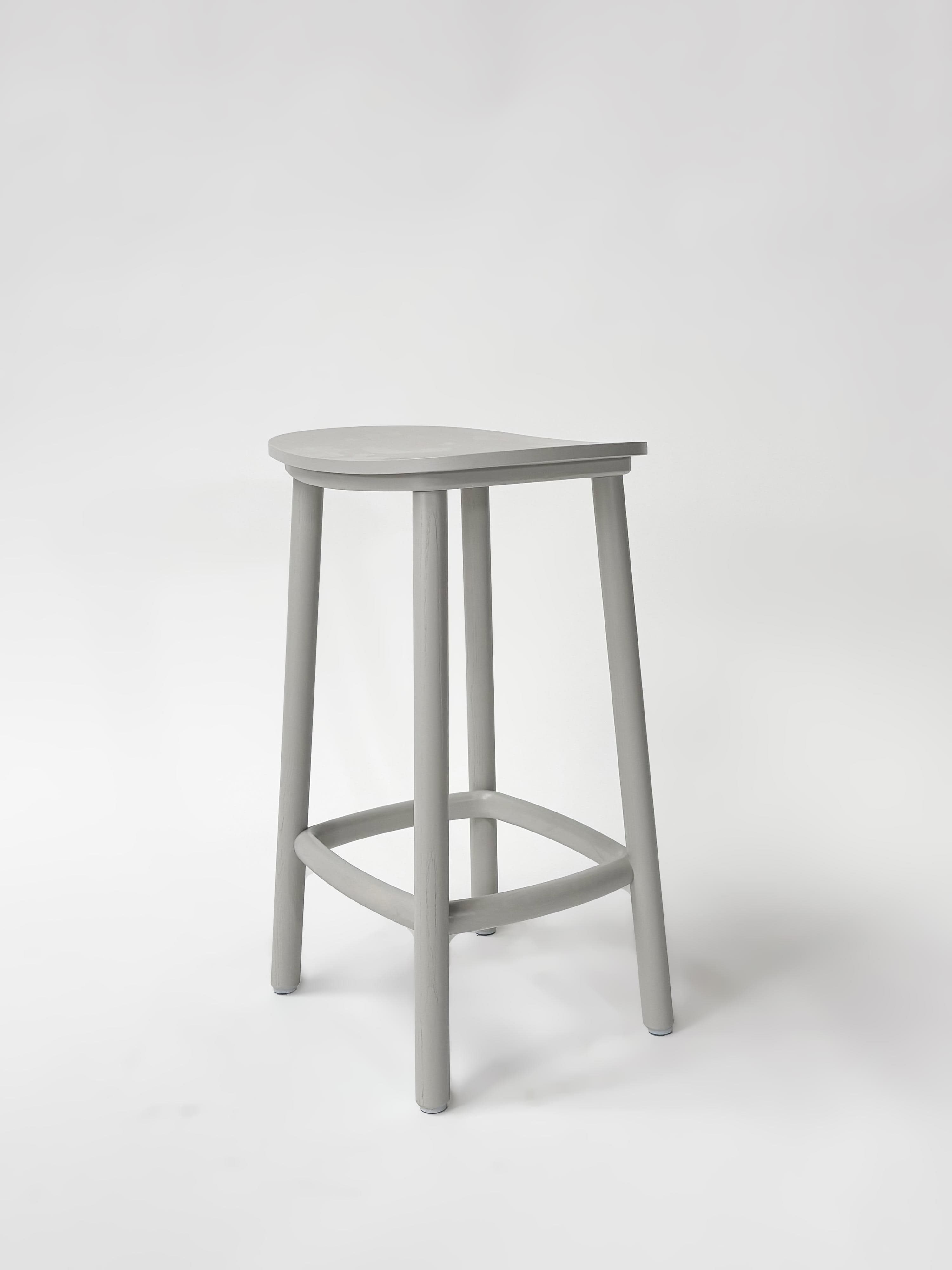 CRUSO Houten Grijs Eiken Kruk - 65cm-2