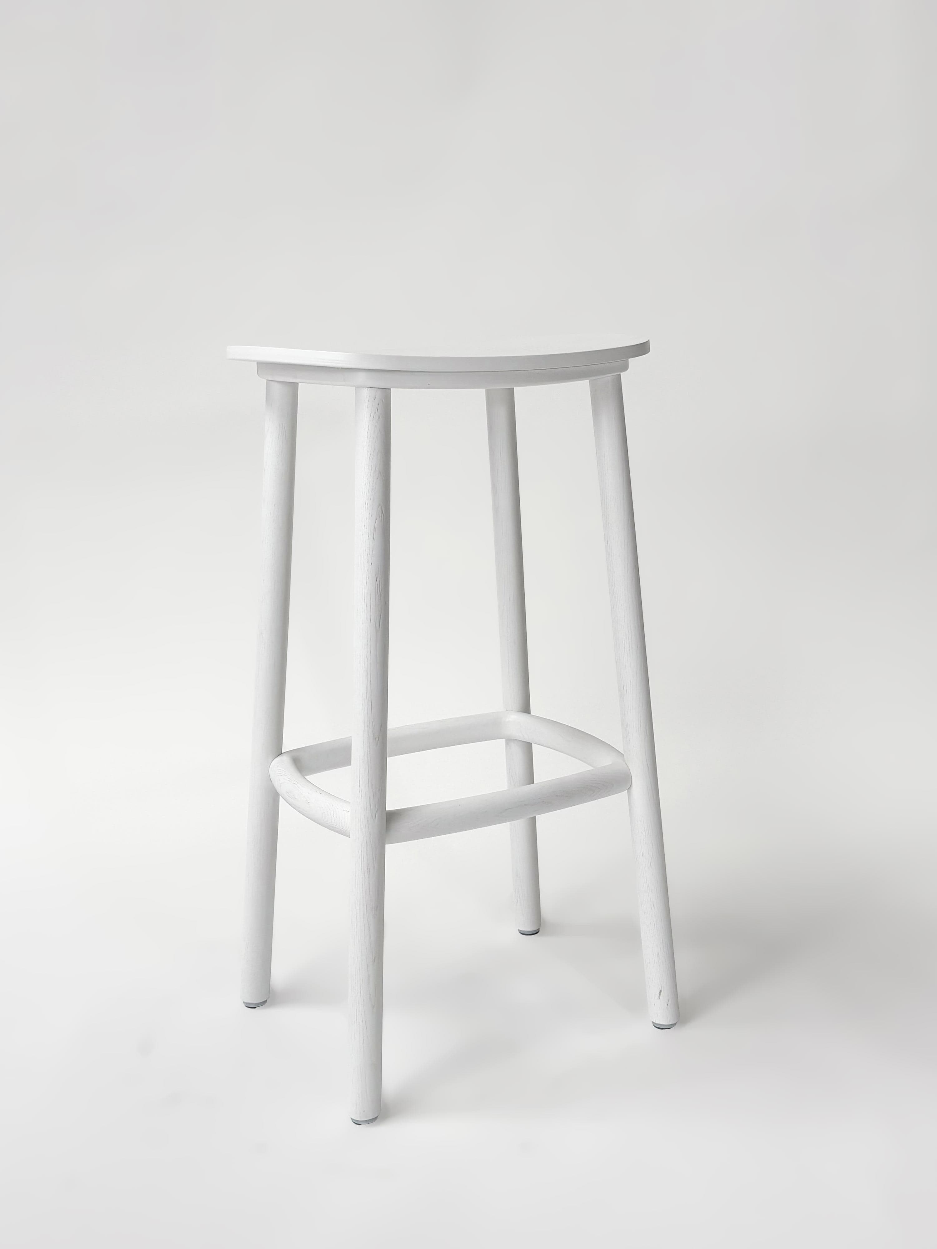 CRUSO White Wooden Stool - 75cm-3