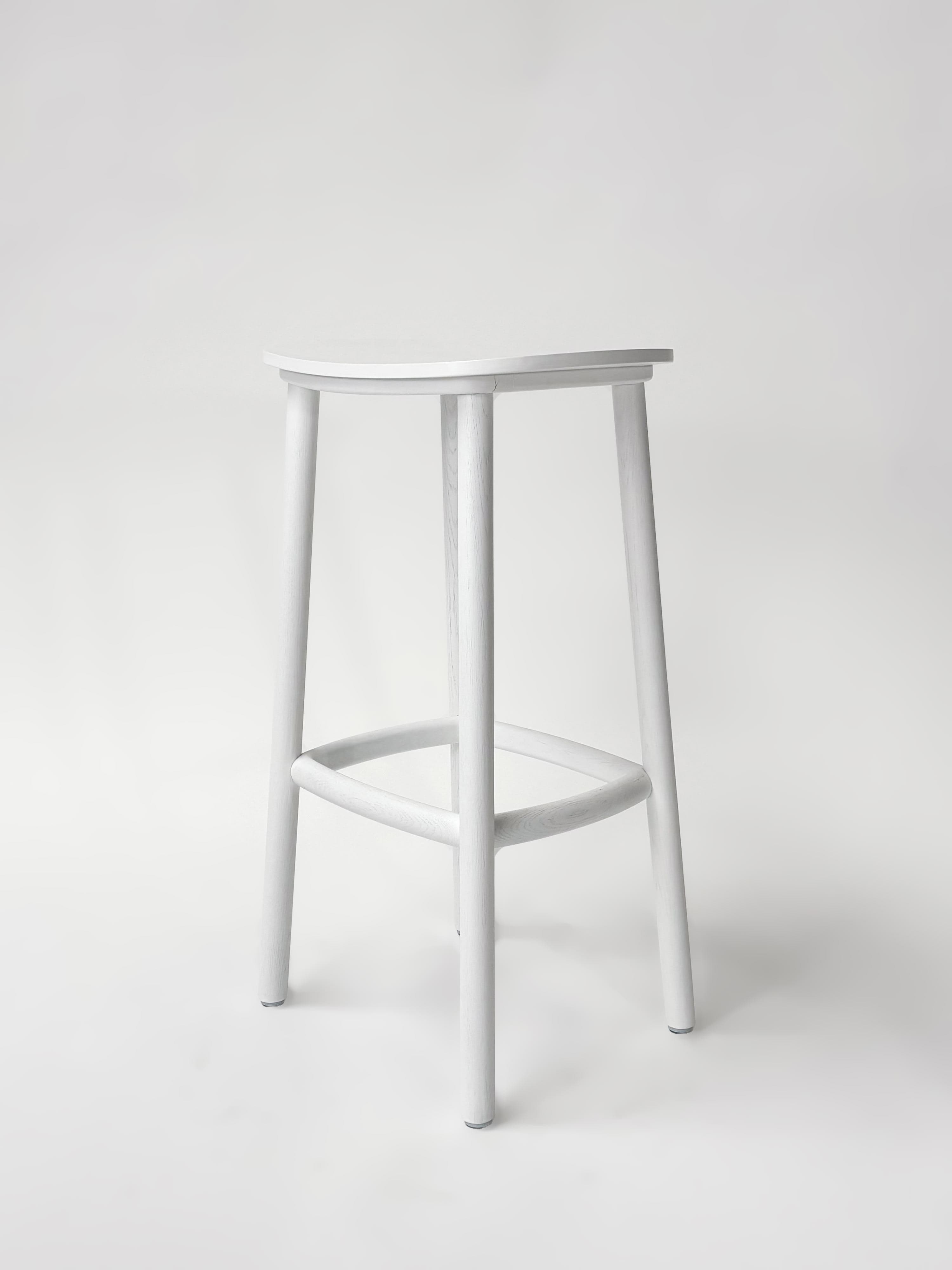 CRUSO White Wooden Stool - 75cm-2