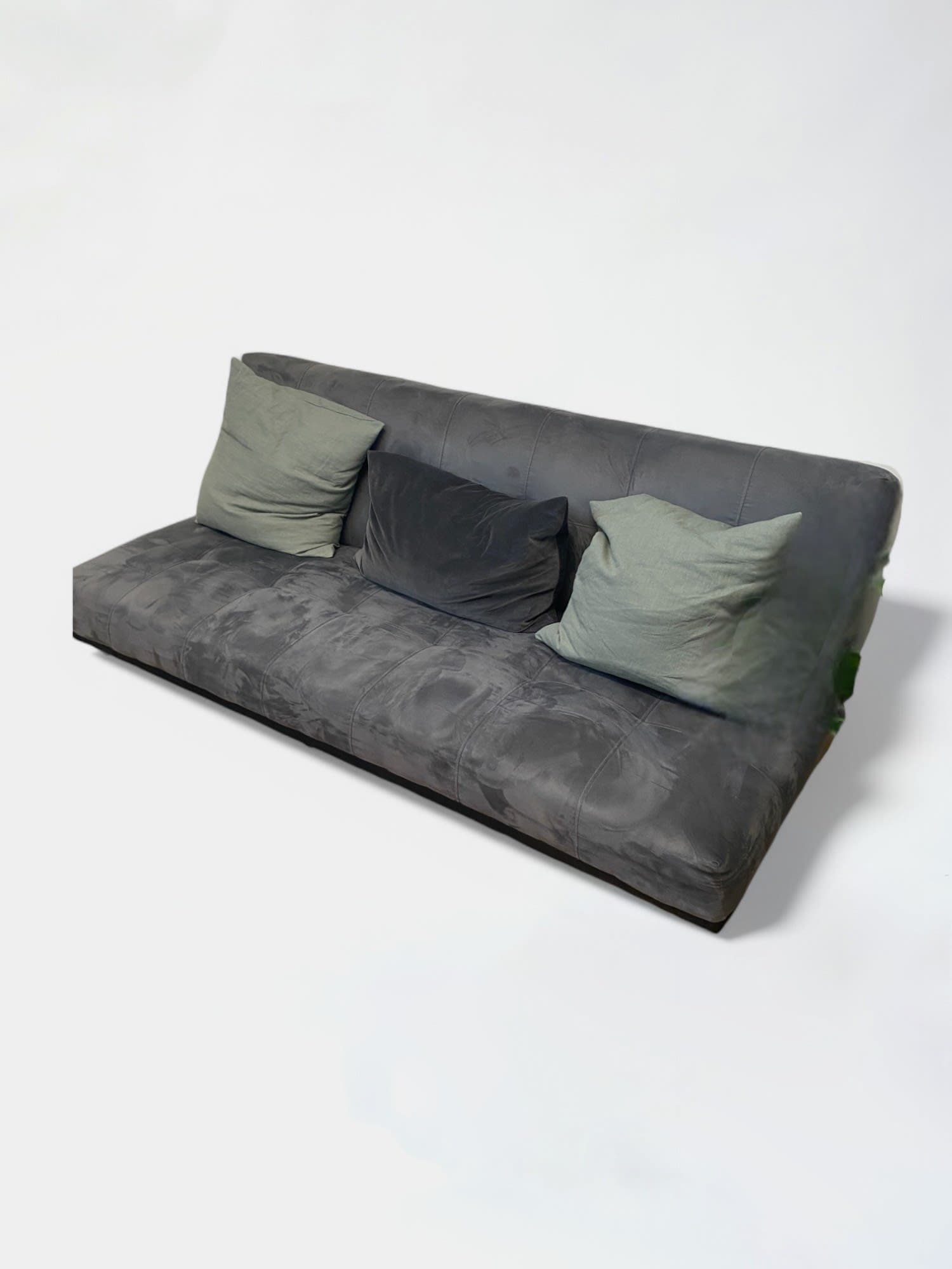 Dark Gray Velvet Fabric Sofa Bed-1