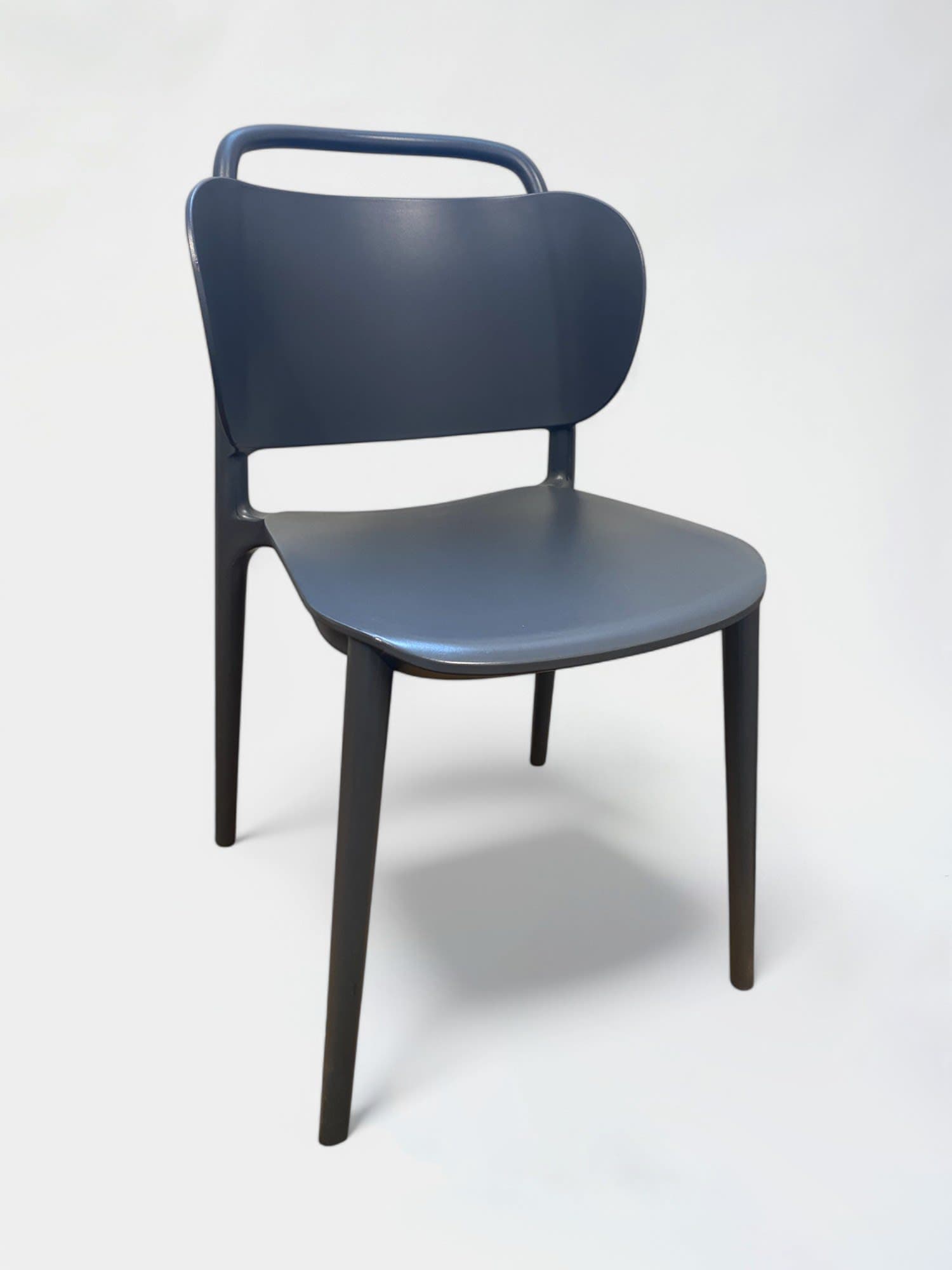 Blauw-grijze Plastic Stoel met Ronde Rugleuning-3