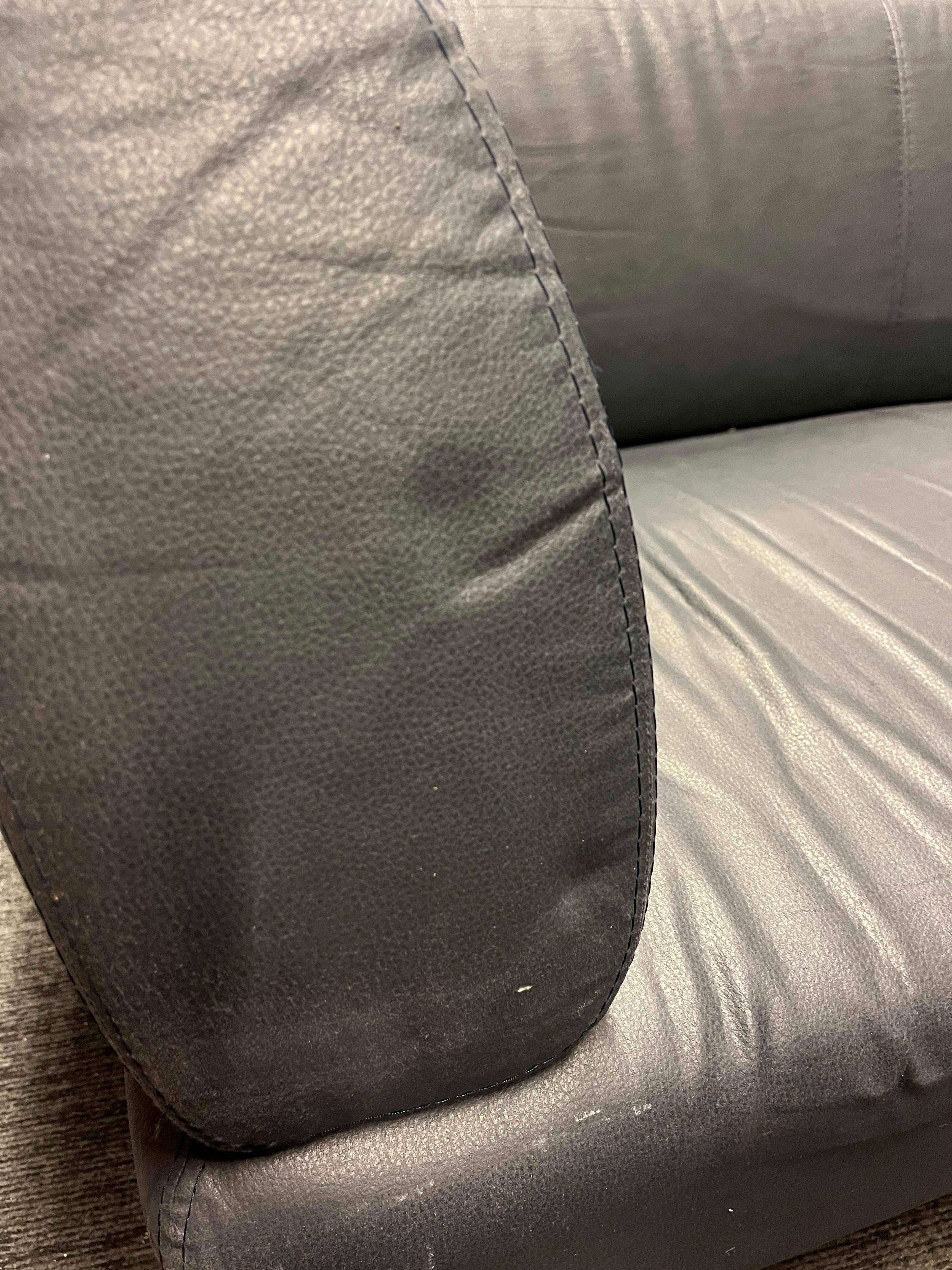 Vintage donkerblauw-grijze leren bank-1