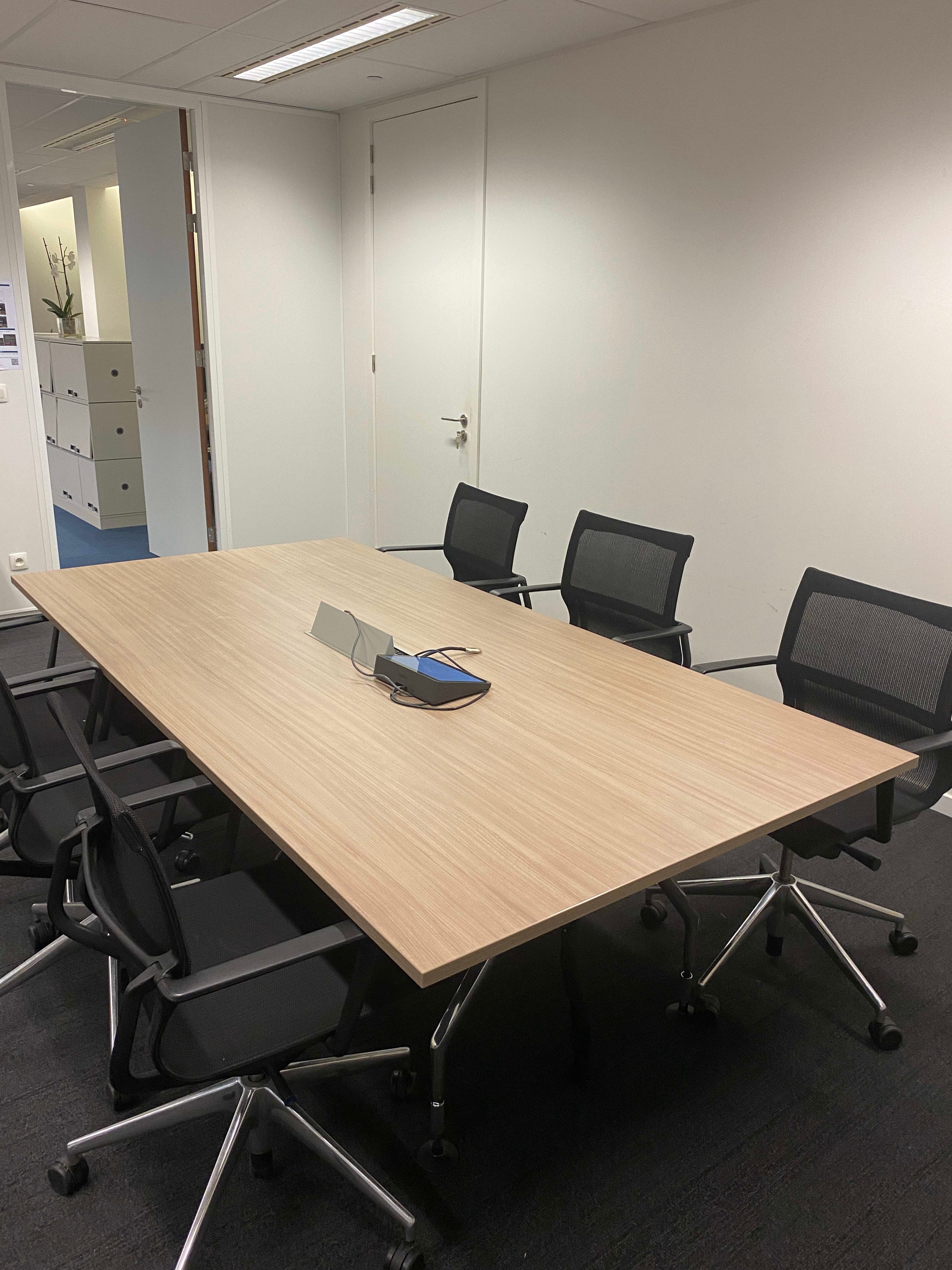 Vitra Laminate wooden meeting table with top access and chromed legs-4
