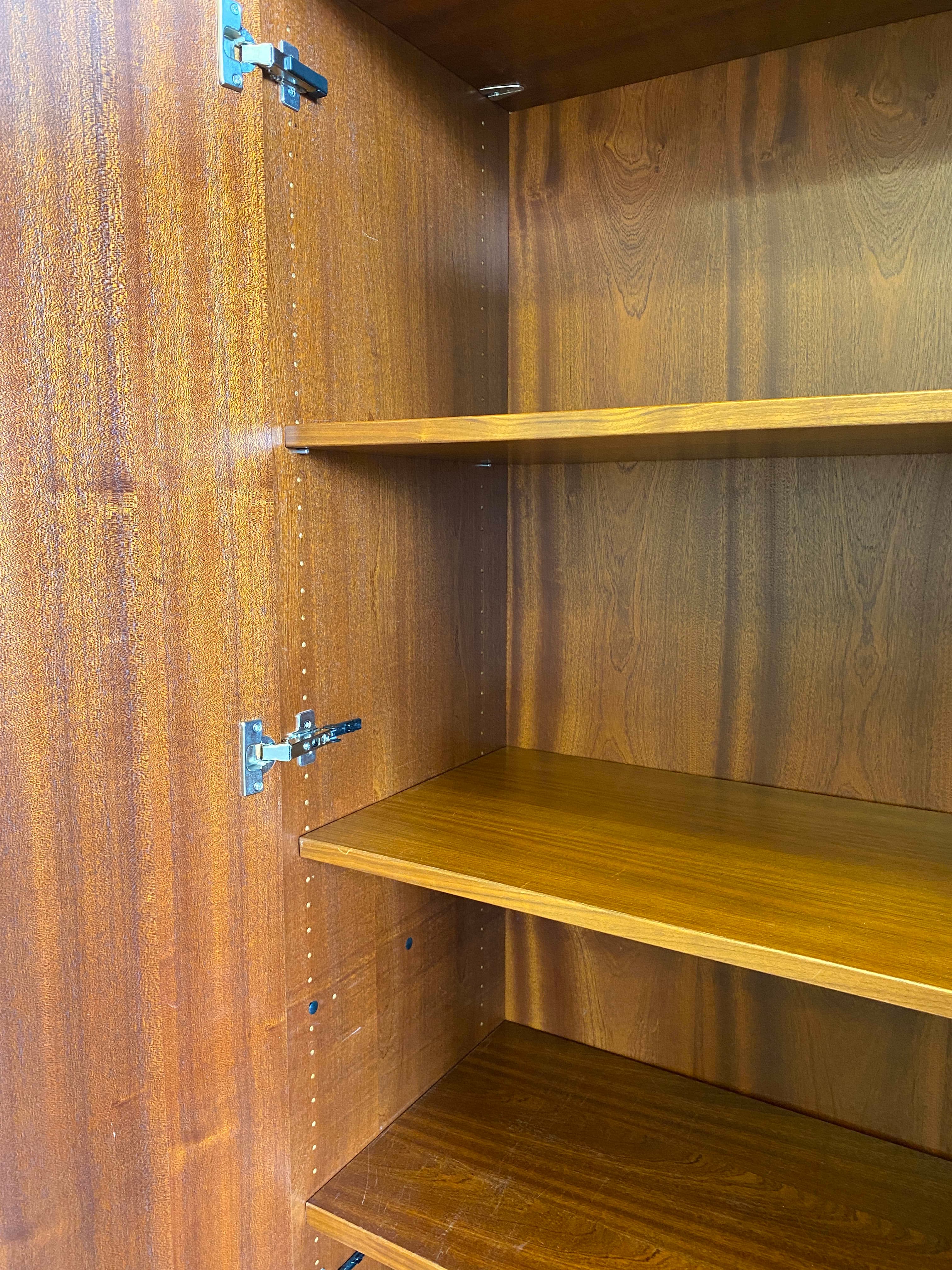 200cm Vintage donkerhouten opbergkast zonder sleutel-3