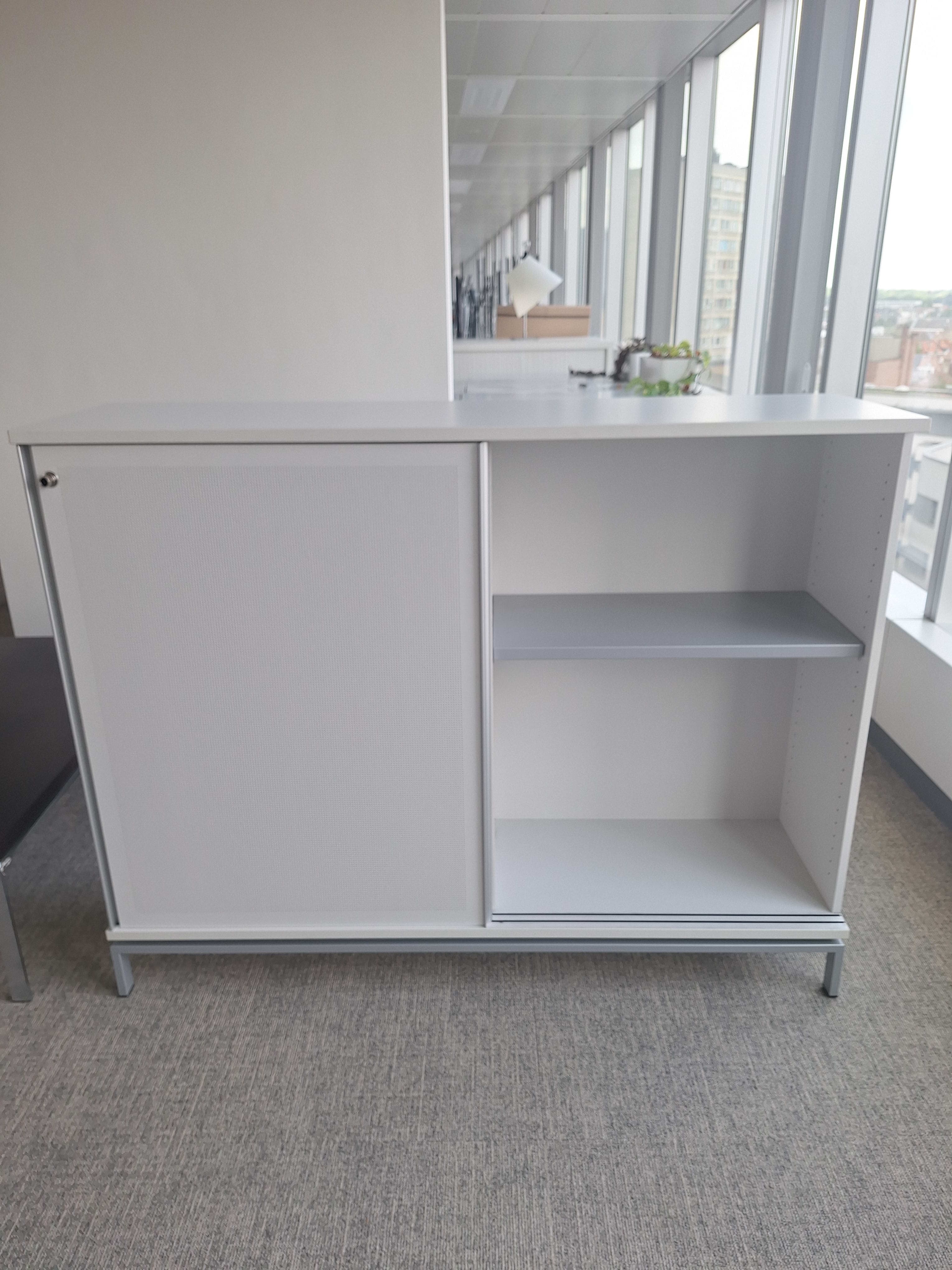 Gray storage with keyless sliding door-3