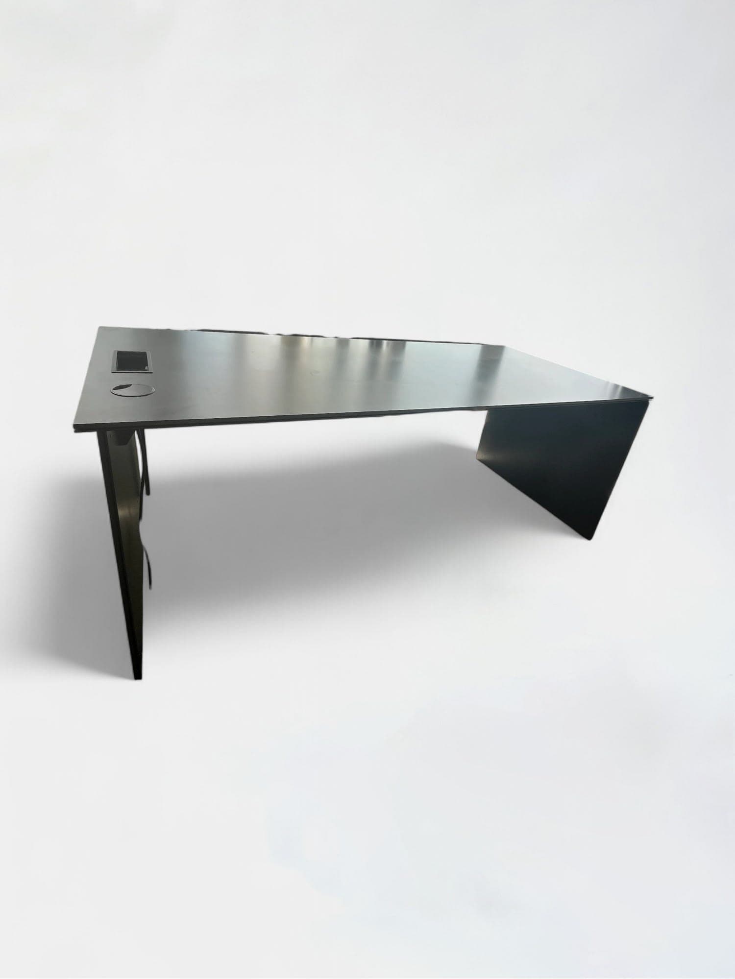 Zwart houten tafel met rechthoekige vorm en toegang bovenkant-0
