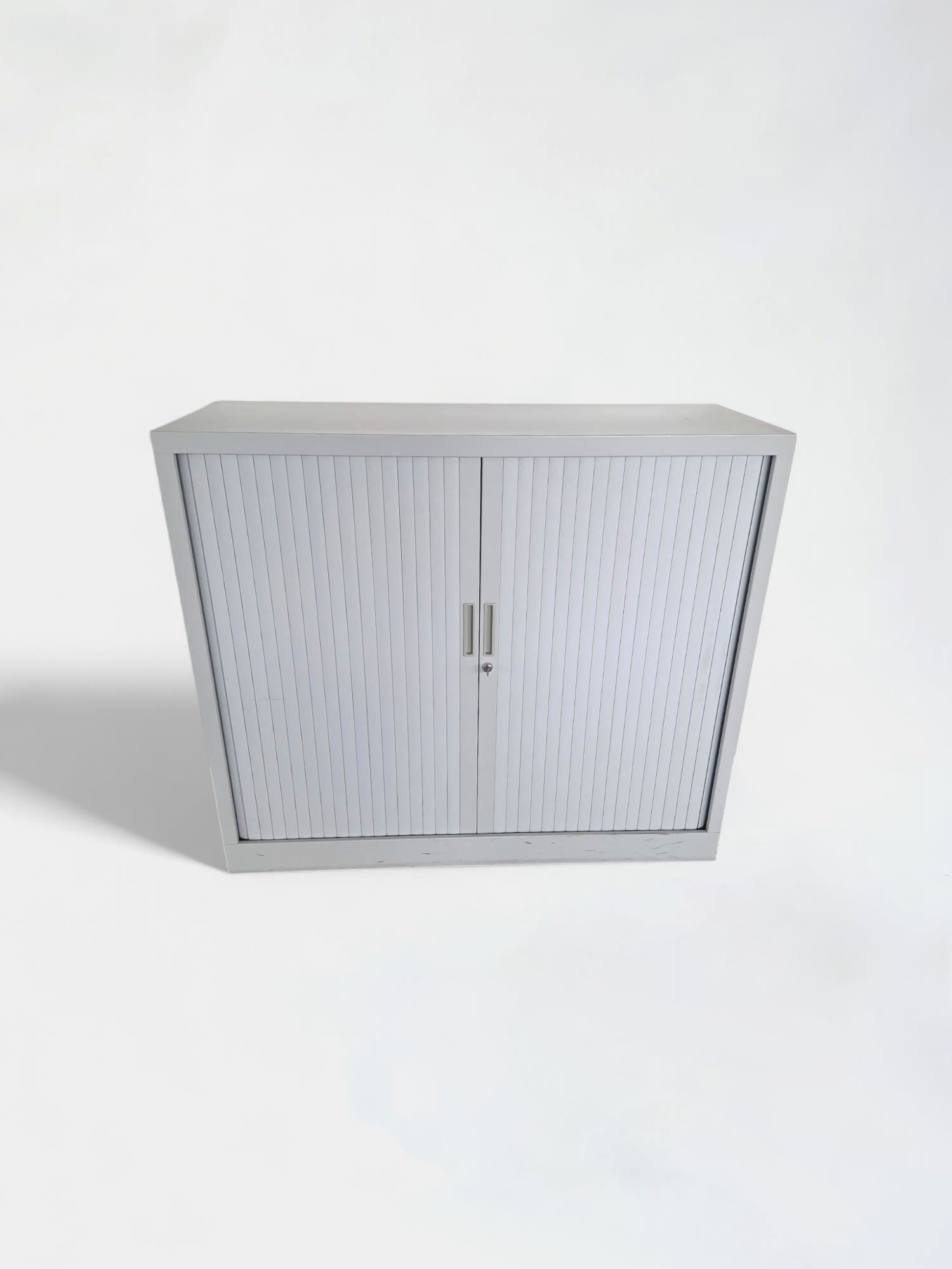Grey storage 120cm unit with sliding door with key-0