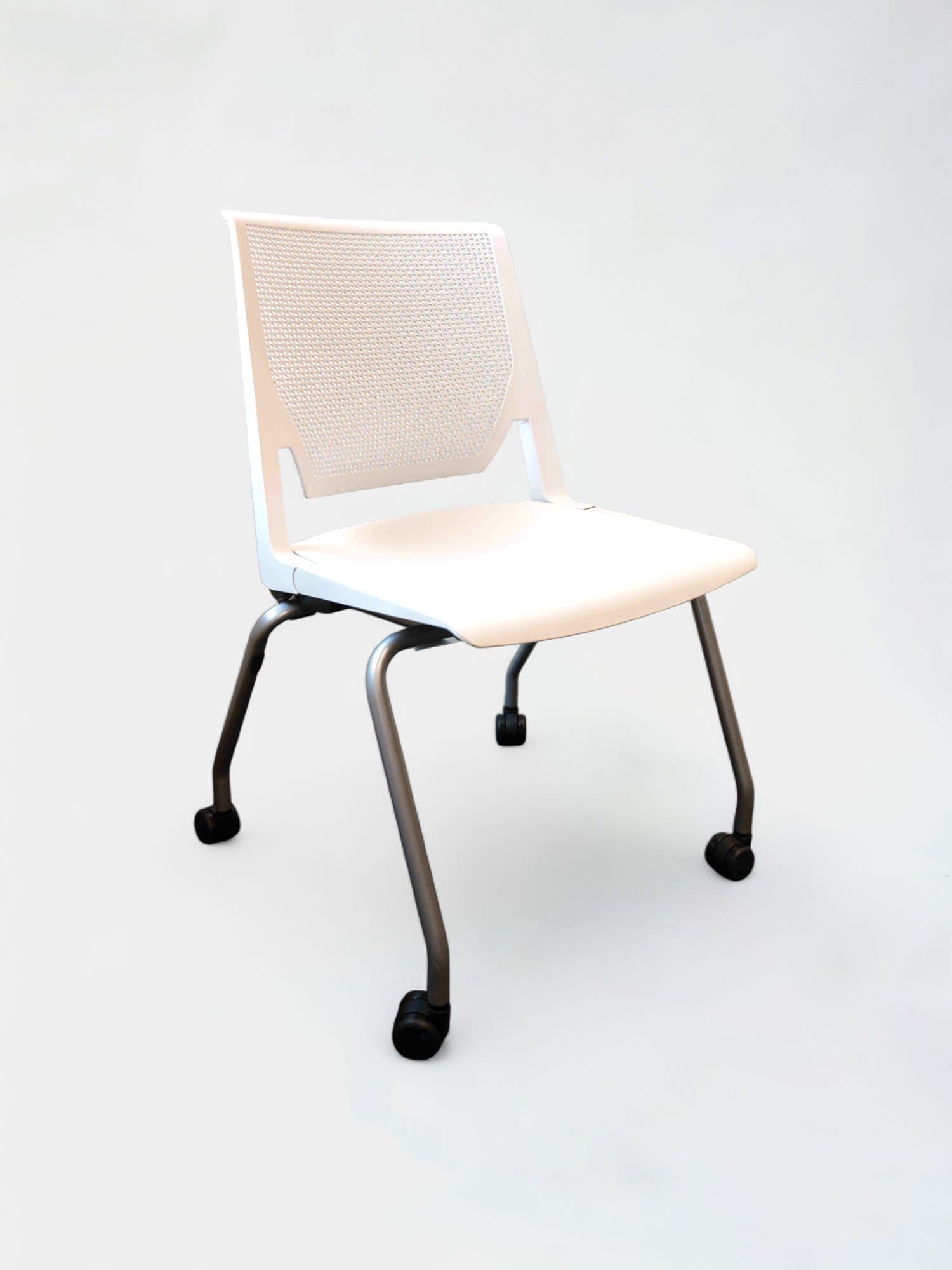 HAWORTH Witte Plastic Bureaustoel met Ademende Rugleuning op Wielen-0