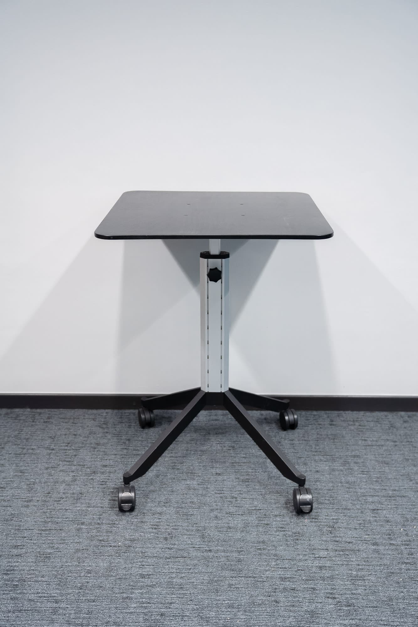 Black mobile 65cm table with height-adjustable on wheels-2