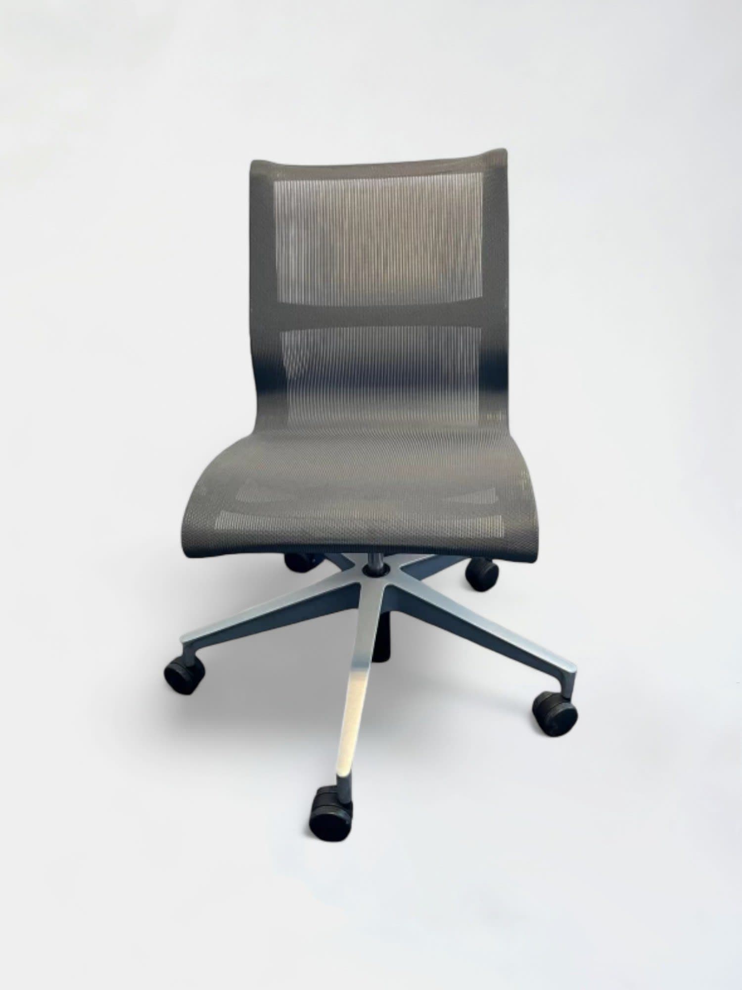 Herman Miller Setu mesh dark grey office chair without armrests on wheels-3