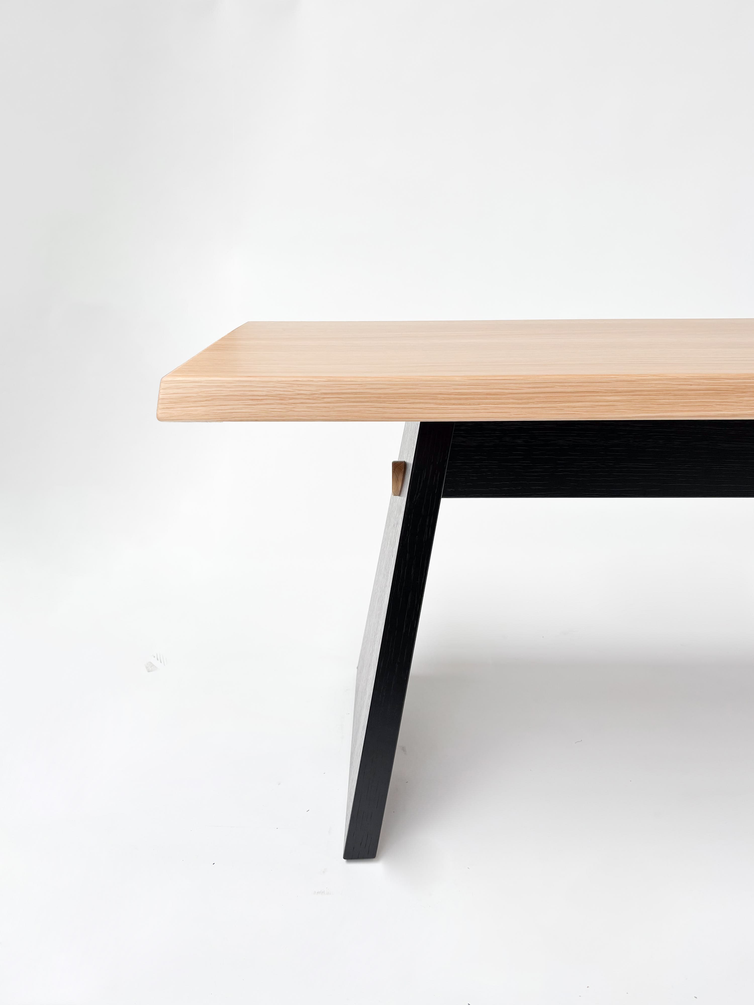 CRUSO Natural Oak Bench with Black Base - 240cm-1